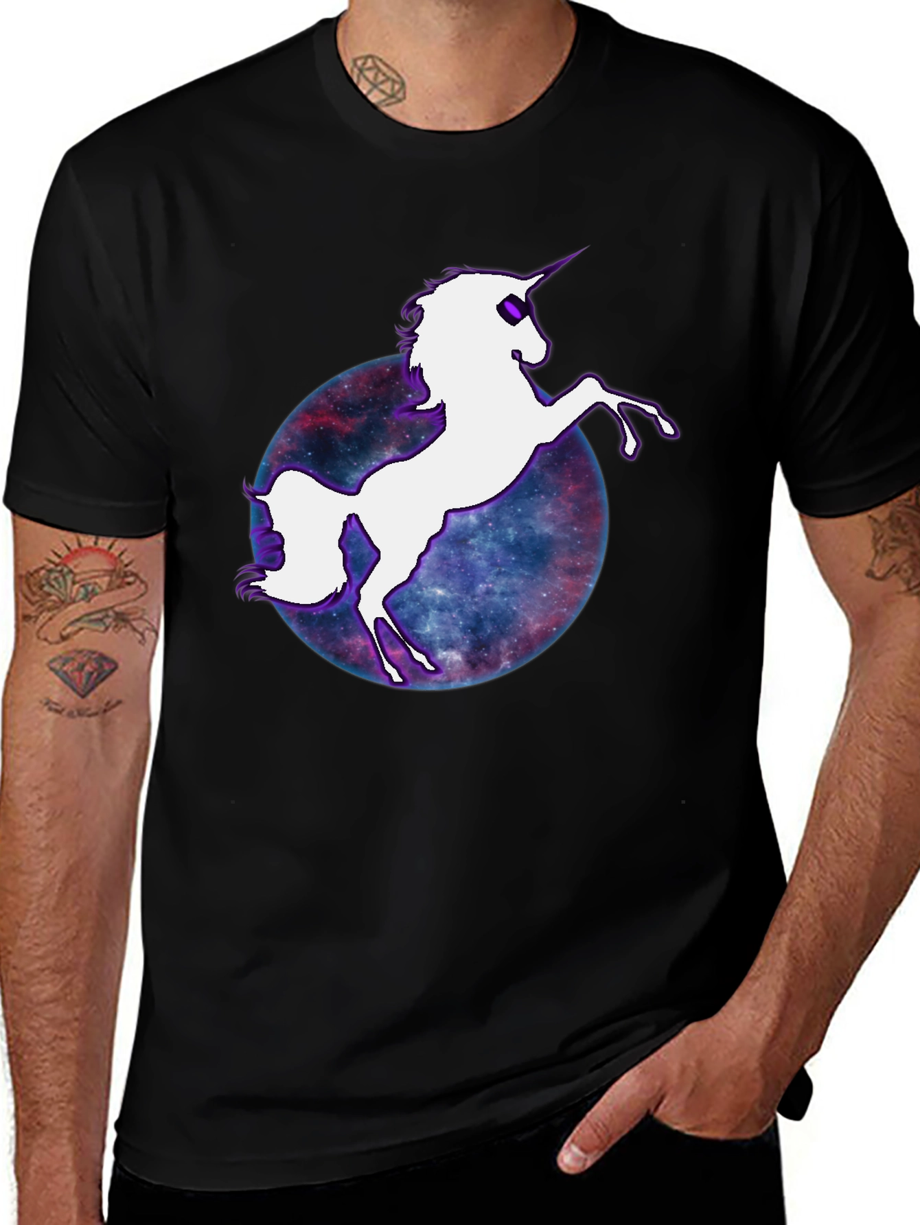 Variant 18 of Unicorn Galaxy T-Shirt - Men's Black Tee