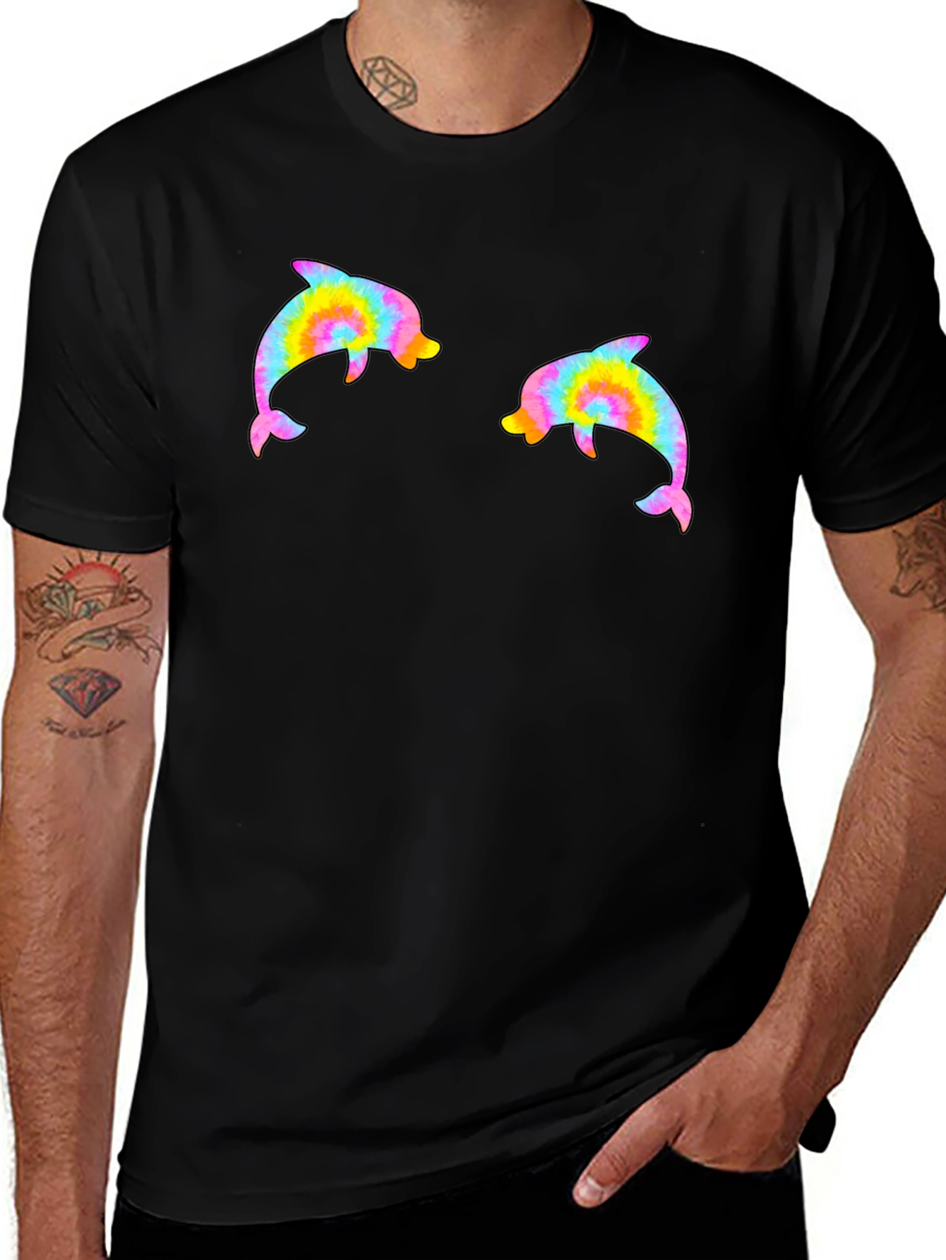 Variant 27 of Tie Dye Dolphin Graphic Tee - Casual Cool Comfort