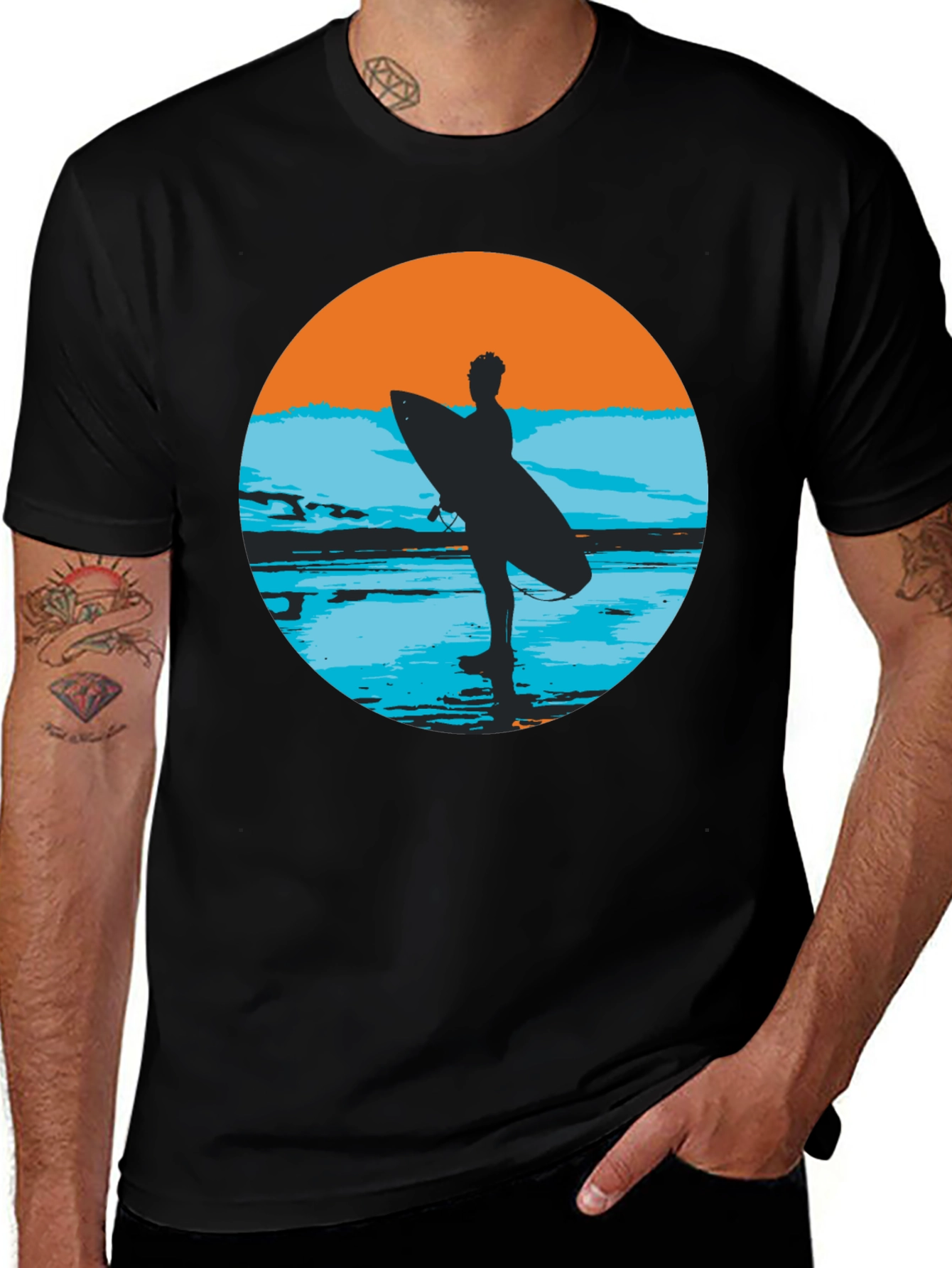 Variant 26 of Surfer Sunset Graphic Tee - Beach Vibes