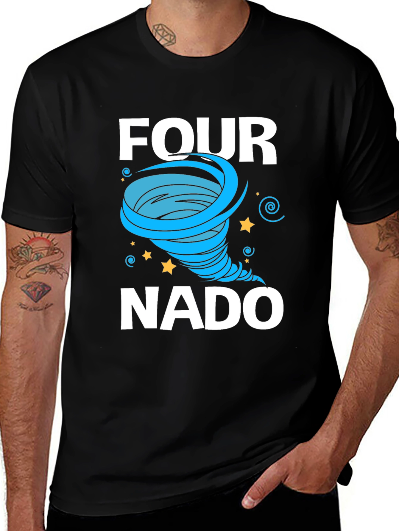 Variant 4 of Fournado Birthday T-Shirt - Tornado 4th Birthday Party Tee