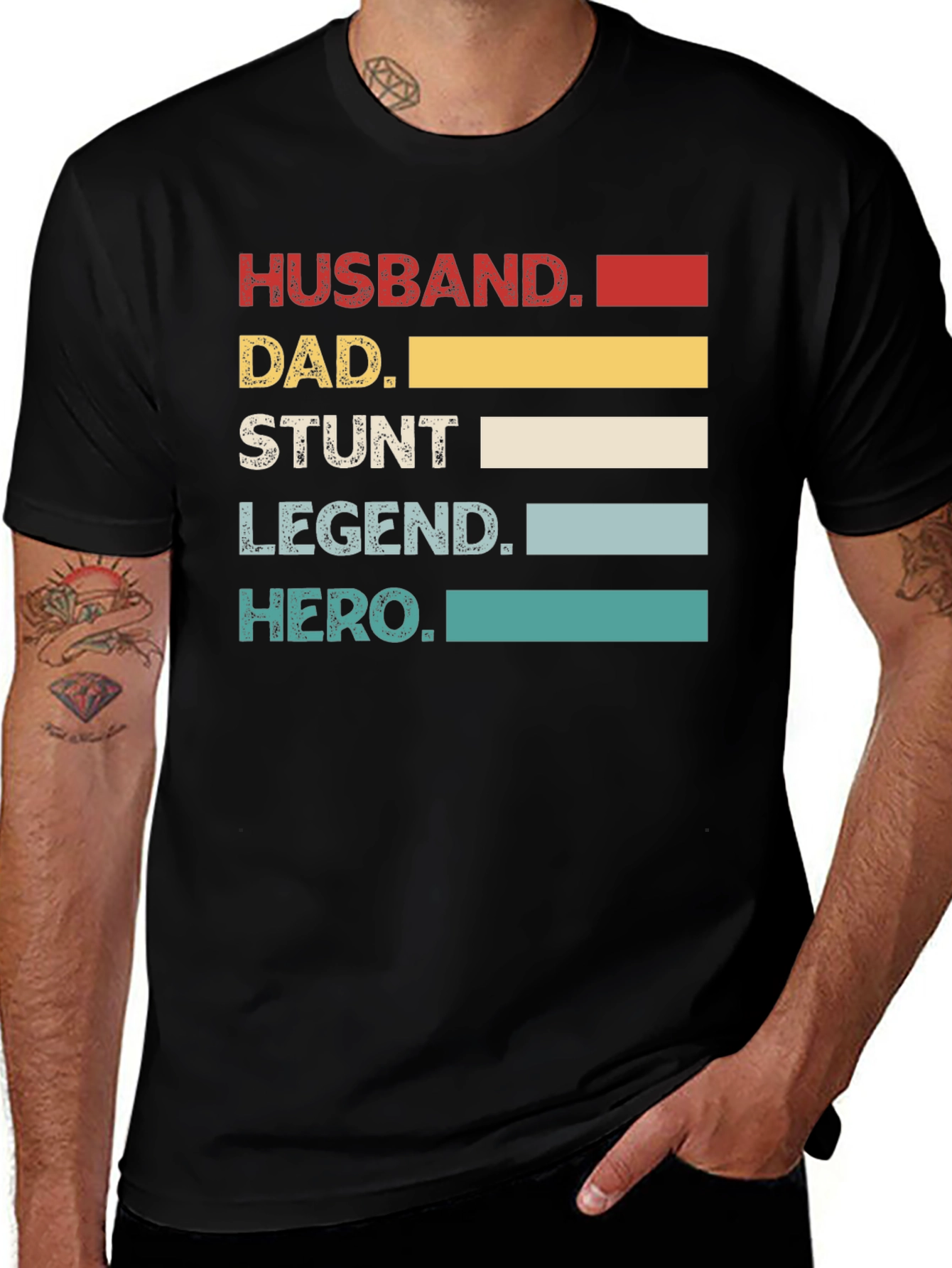 Black Husband Dad Stunt Legend Hero T-Shirt main image