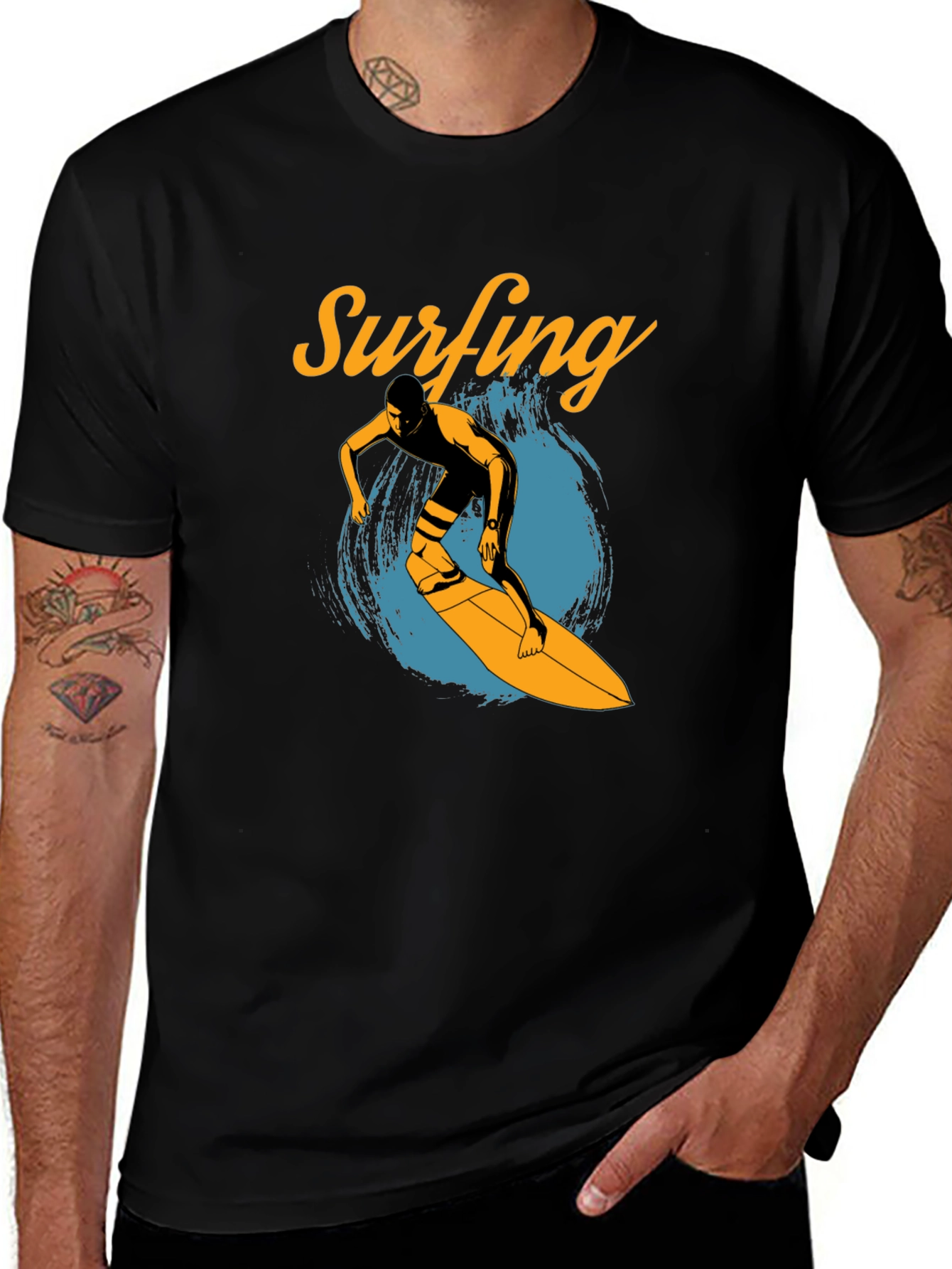 Variant 29 of Black Surfing Graphic T-Shirt