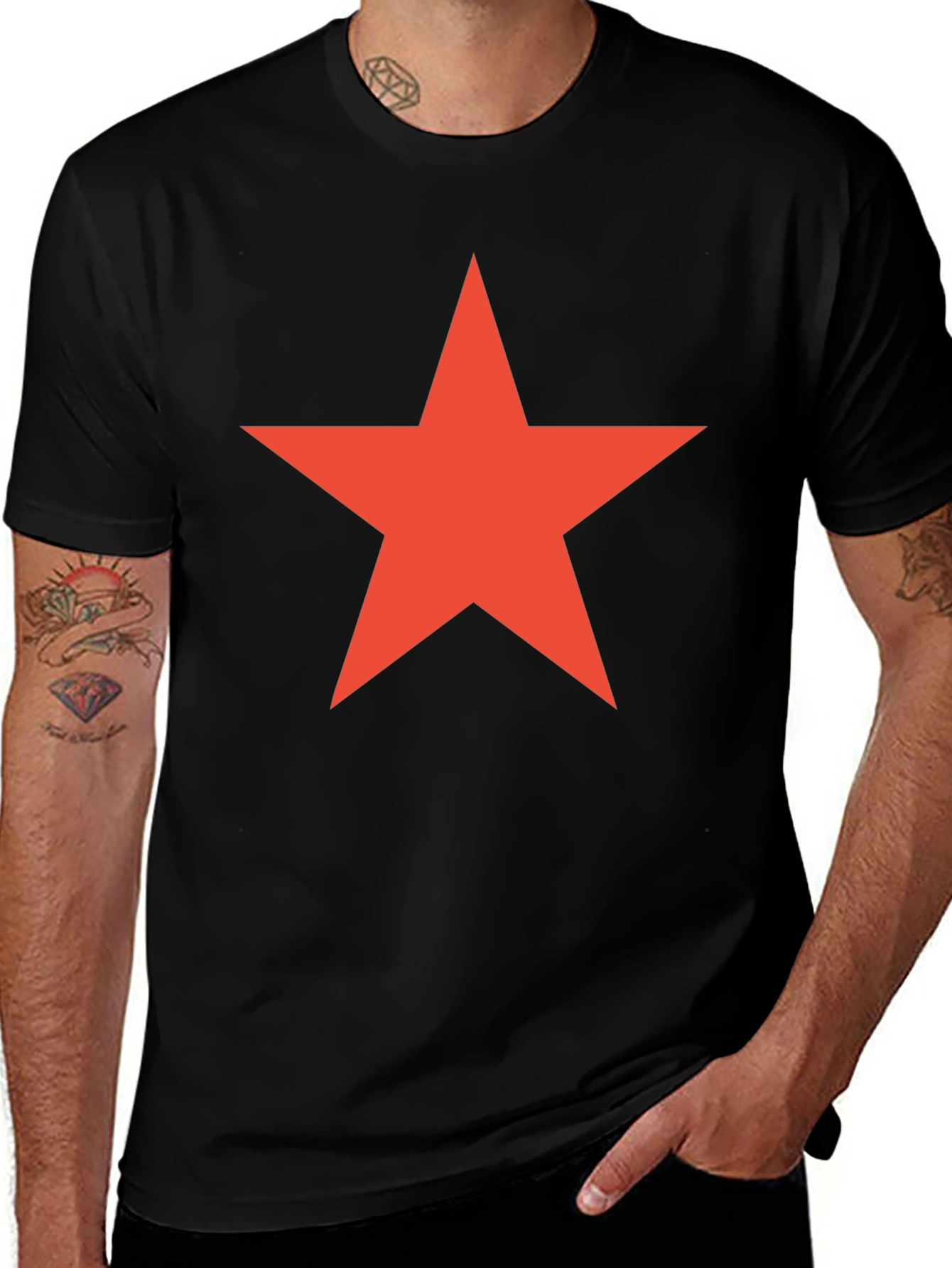 Black Red Star Graphic Tee - Classic Cool main image