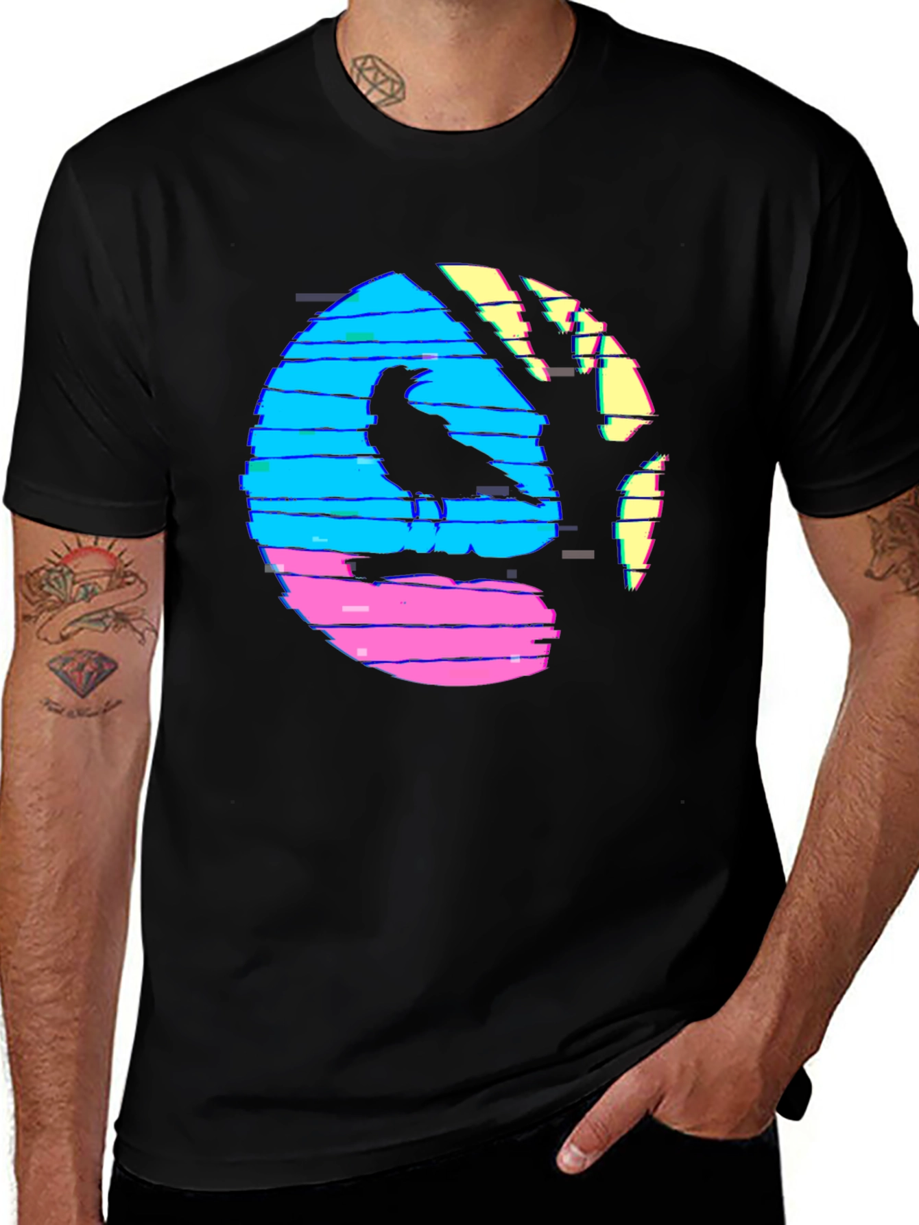 Variant 5 of Retro Crow Graphic Tee