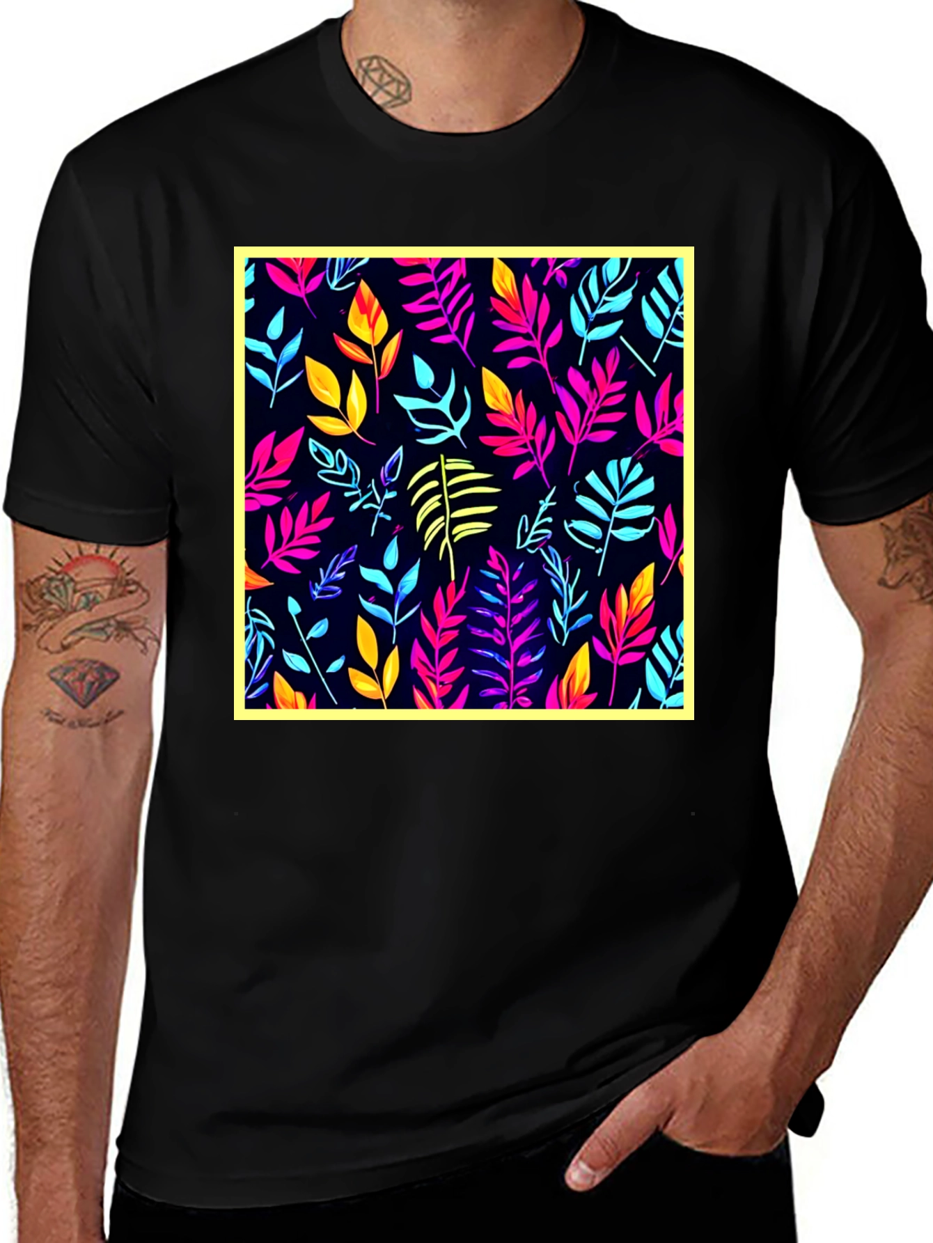 Variant 12 of Vibrant Leaf Print T-Shirt - Stylish Casual Wear