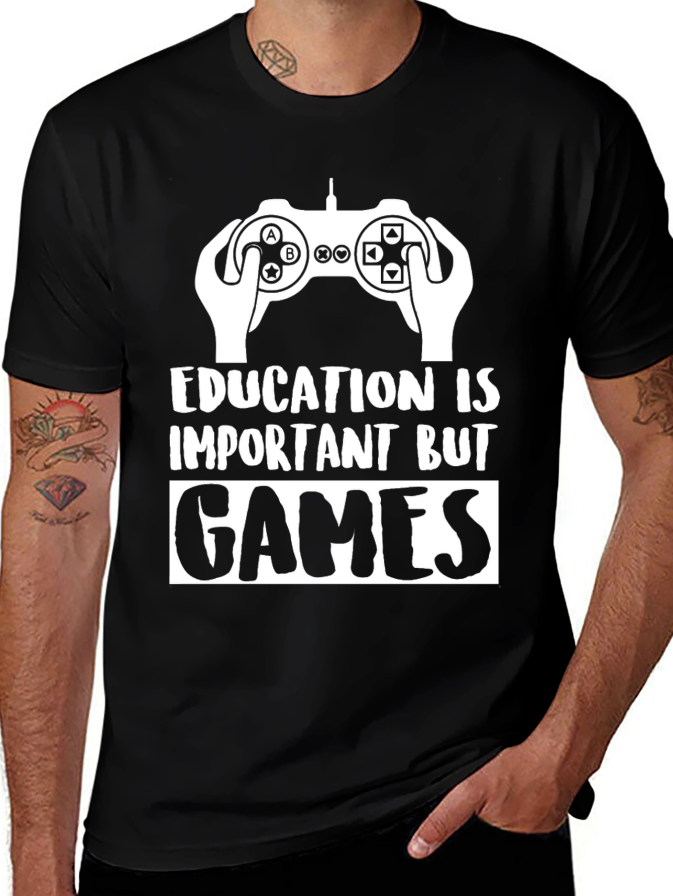 Variant 29 of Gamer T-Shirt - Education is Important But Games