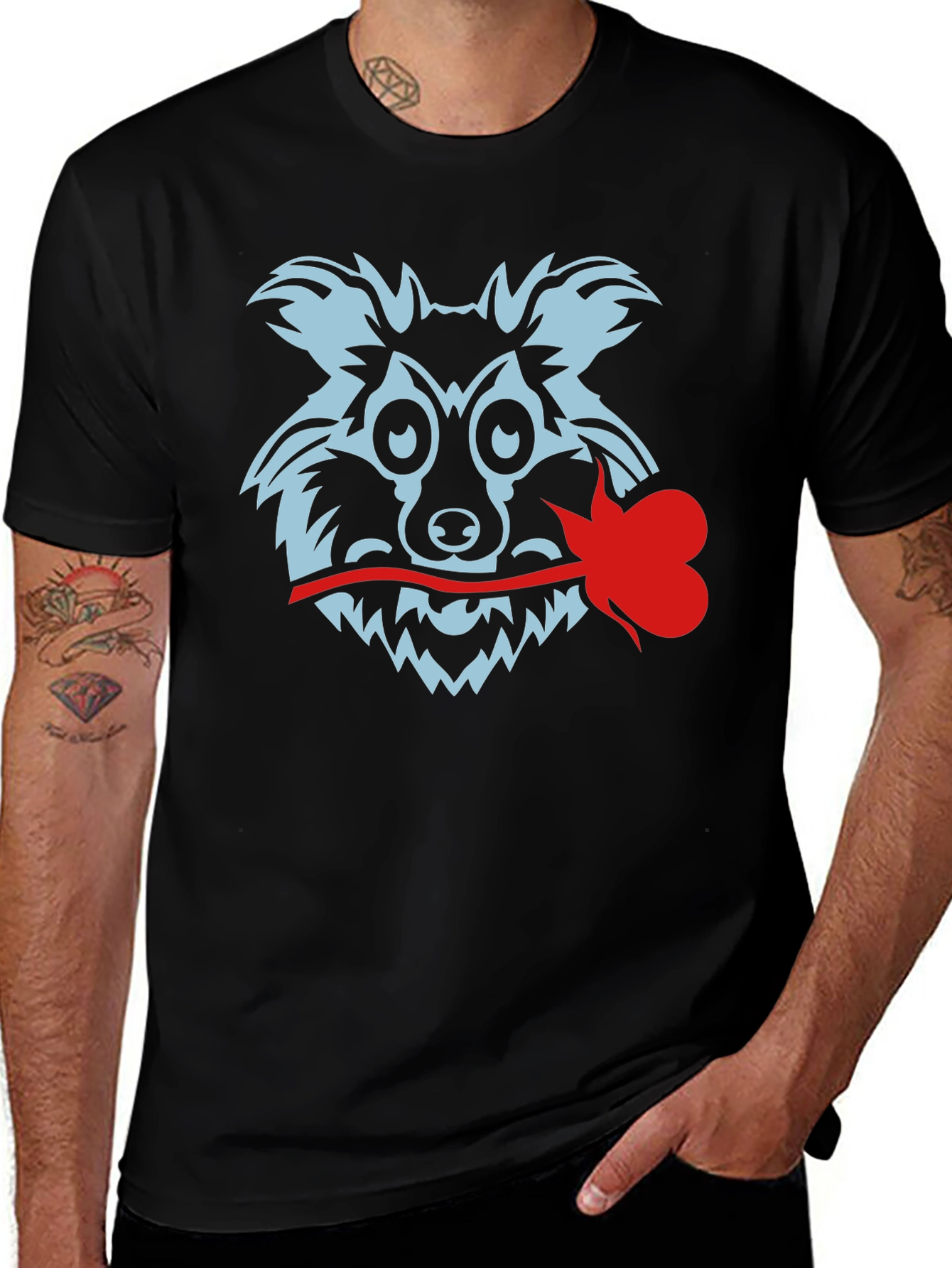 Variant 7 of Whimsical Animal Graphic Tee - Black
