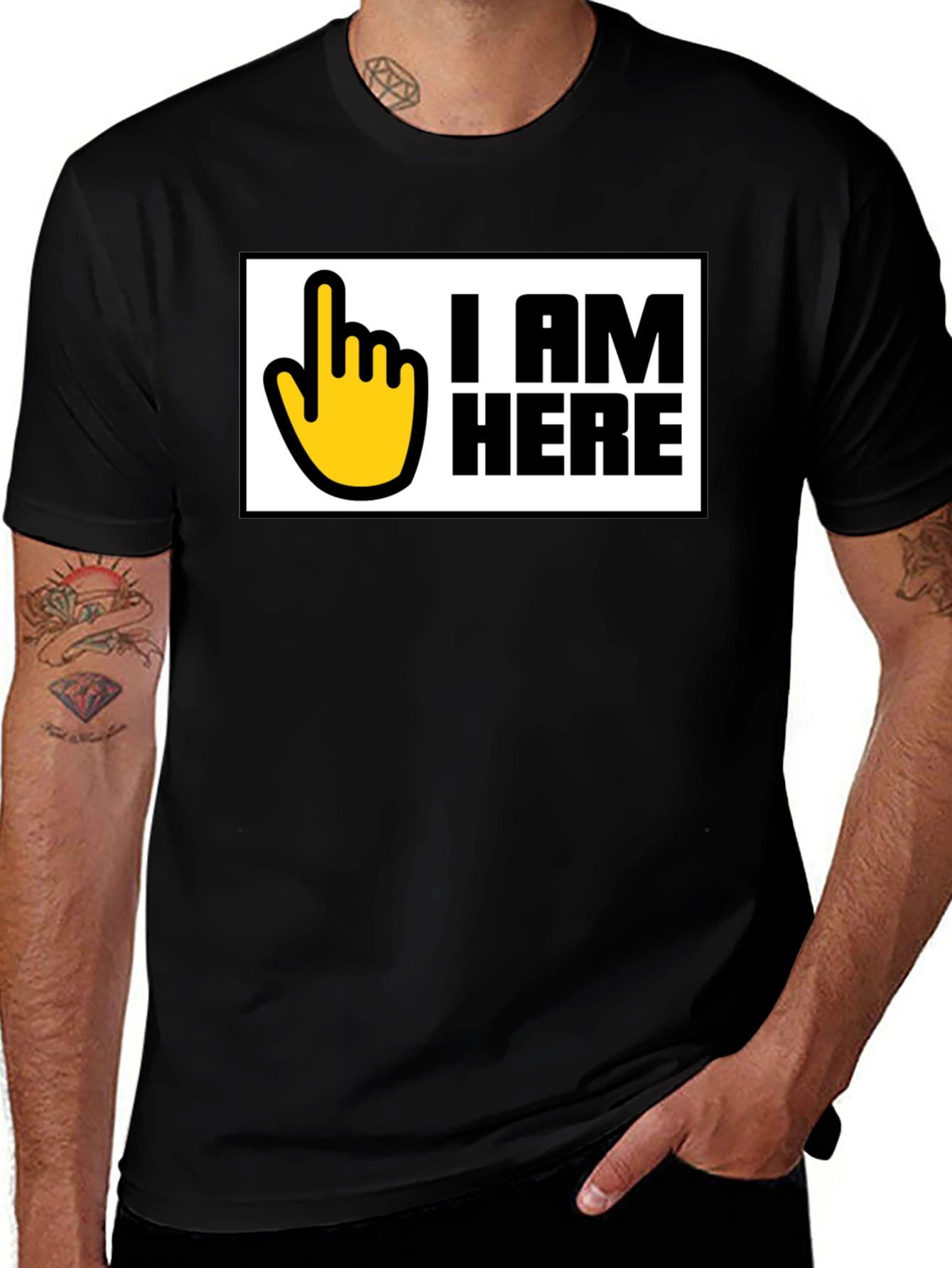 Variant 10 of I AM HERE Pointing Finger Graphic T-Shirt