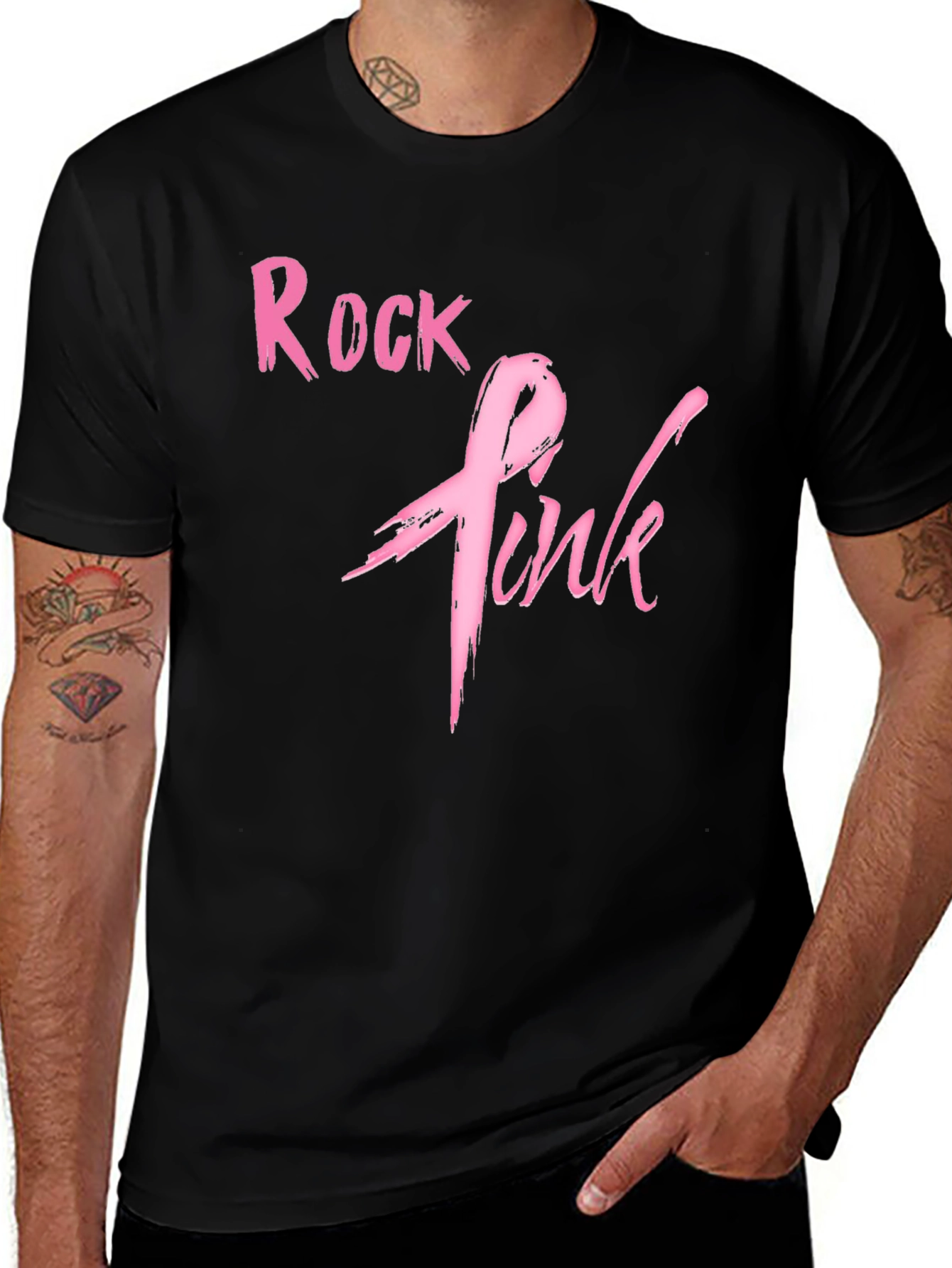 Variant 12 of Rock Pink Ribbon Graphic T-Shirt