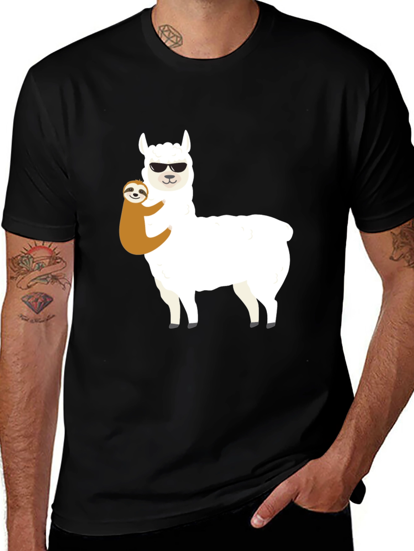 Variant 2 of Llama Sloth Hug T-Shirt - Funny Graphic Tee