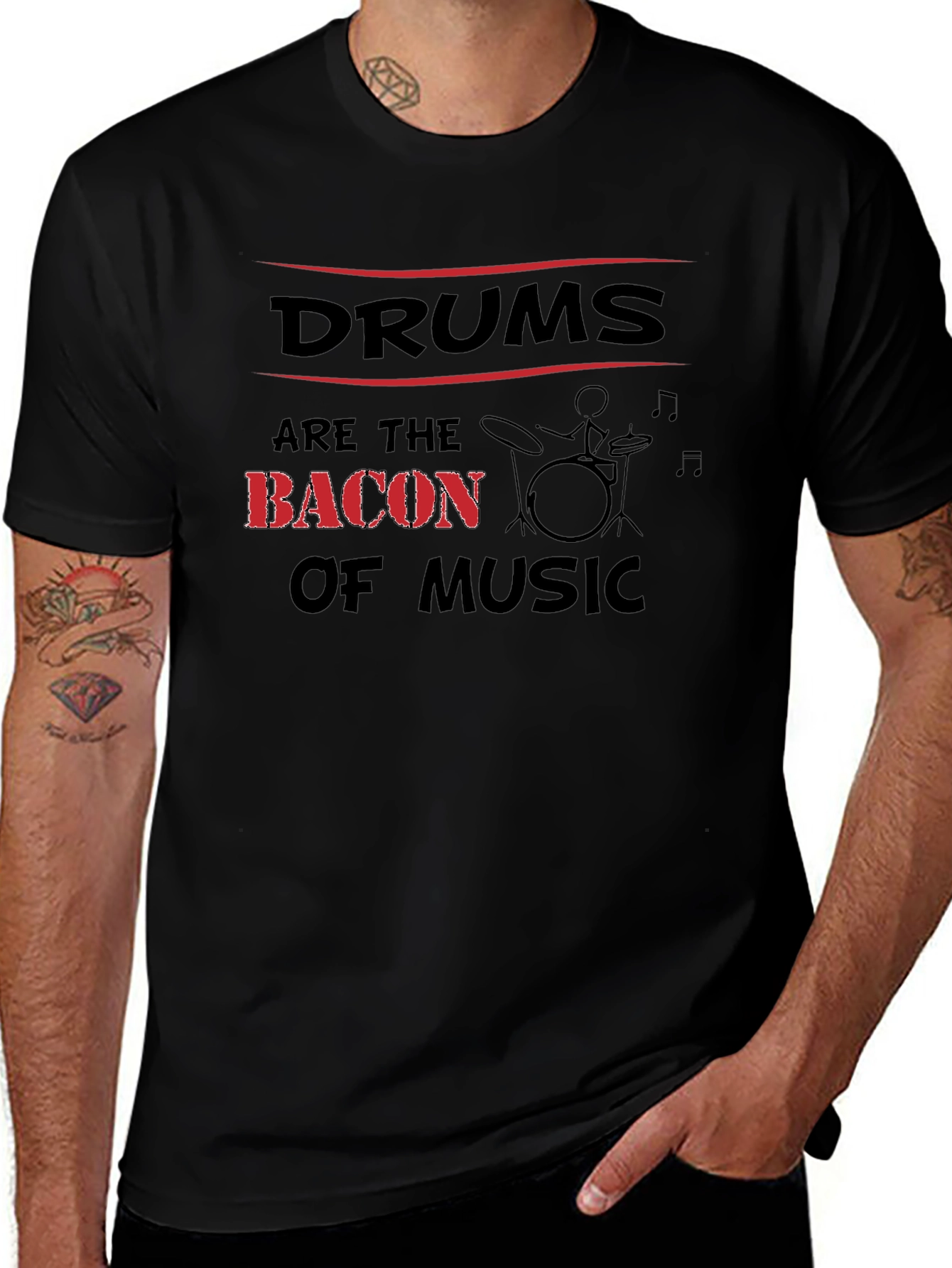 Black Drums Are The Bacon Of Music T-Shirt main image