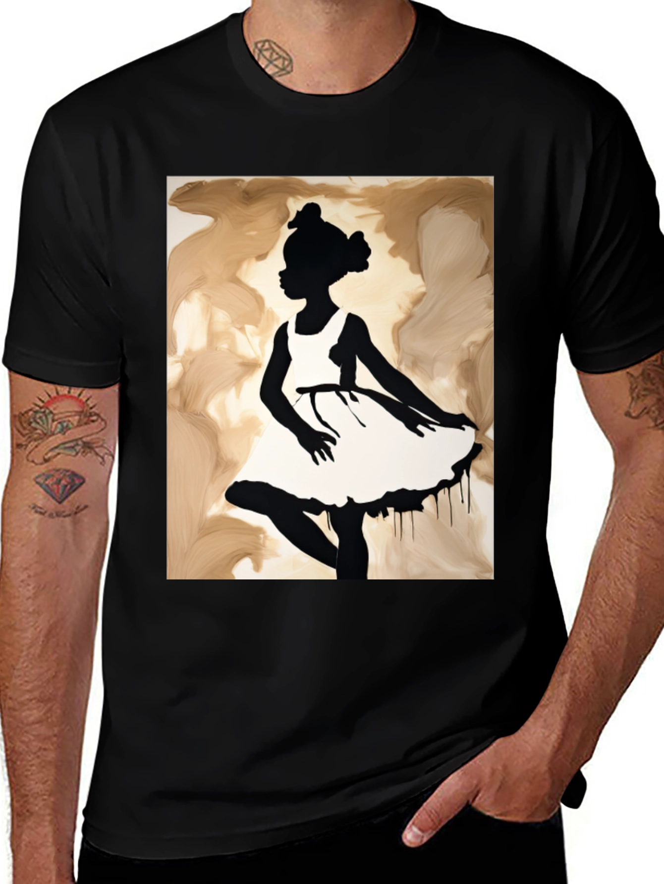 Variant 30 of Silhouette Girl Graphic Tee - Black