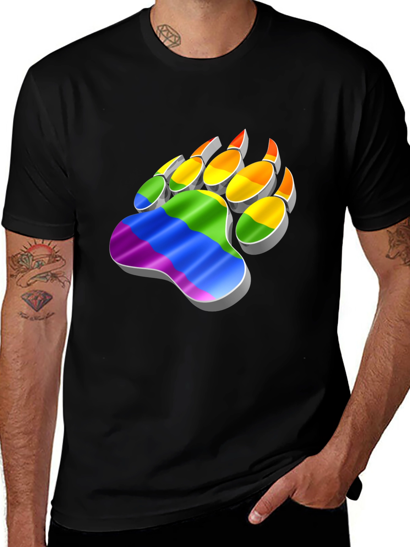 Variant 14 of Rainbow Pride Bear Paw Print Graphic Tee