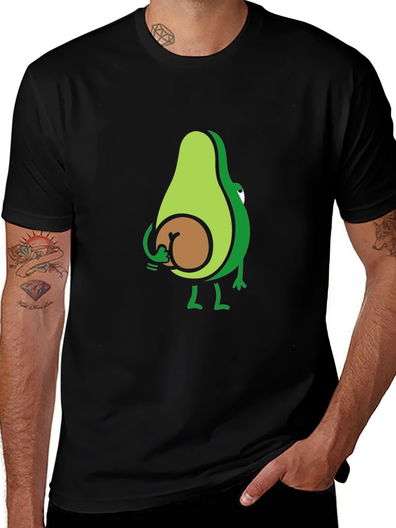 Variant 30 of Funny Avocado Butt T-Shirt - Black Cotton Tee