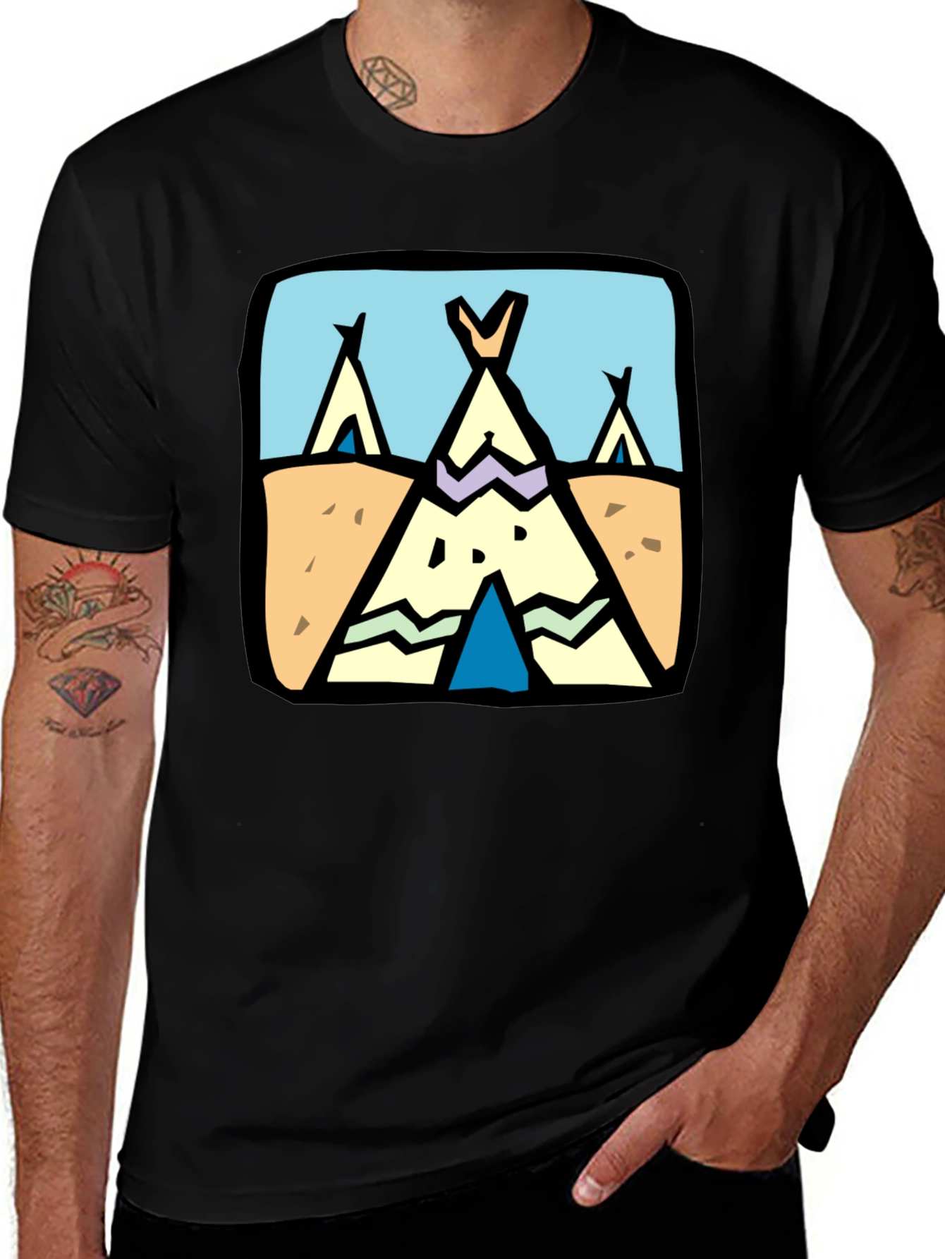 Novelty Tipi Graphic Tee - Black