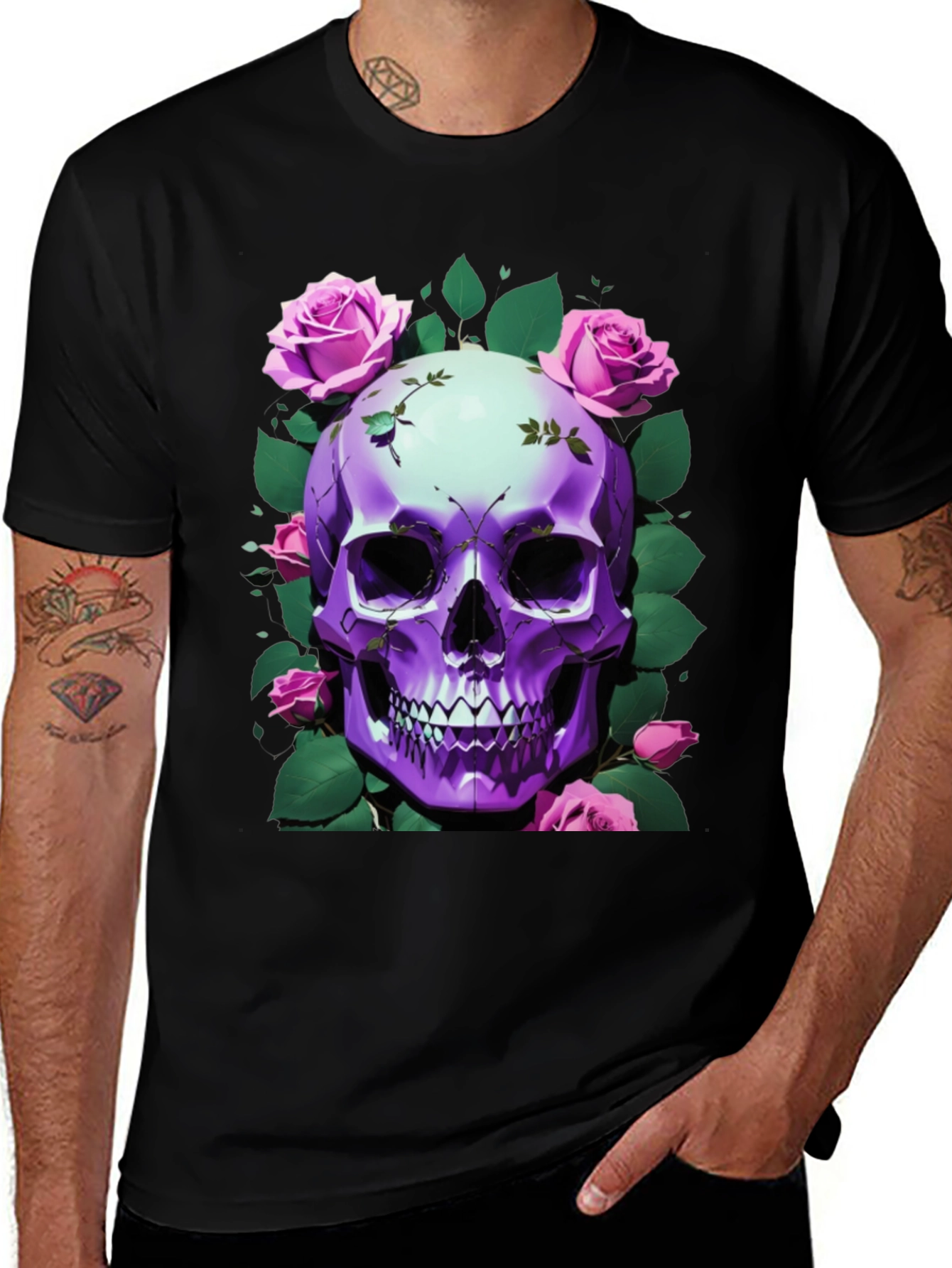 Variant 16 of Skull and Roses Graphic Tee