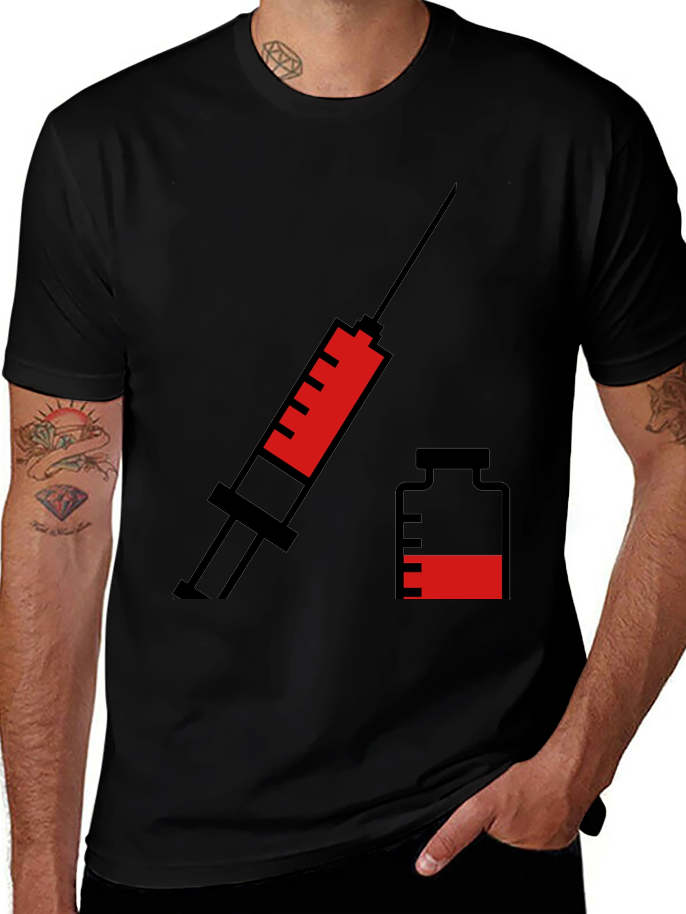 Variant 21 of Vaccination T-Shirt - Syringe & Vial Graphic Tee