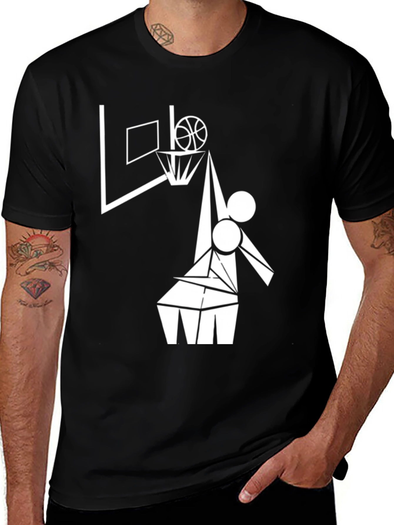 Variant 23 of Abstract Basketball Player Black T-Shirt