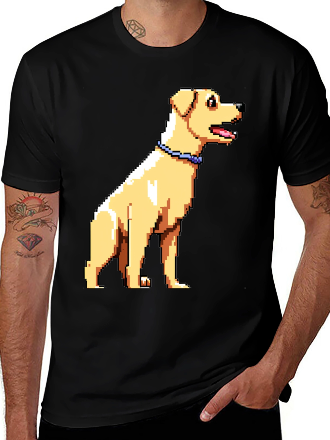 Variant 7 of Pixel Art Dog Graphic T-Shirt