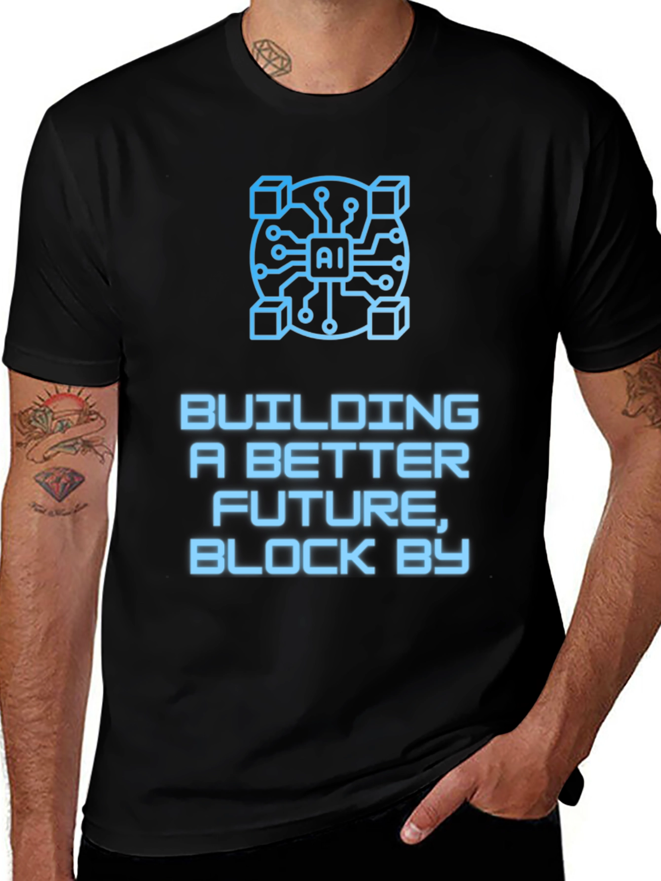 Variant 8 of AI Blockchain T-Shirt: Building a Better Future