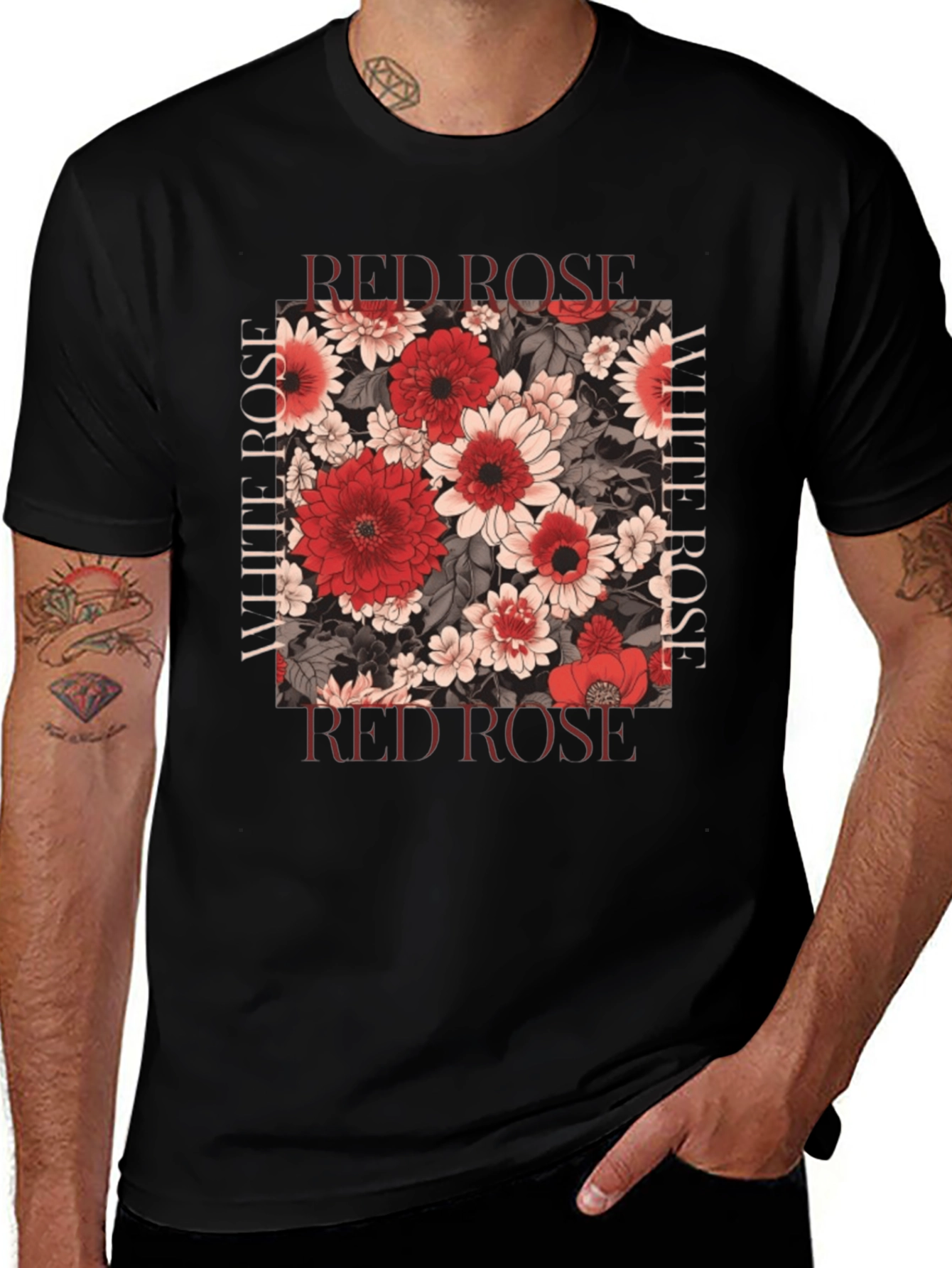 Variant 27 of Red & White Rose Graphic Tee
