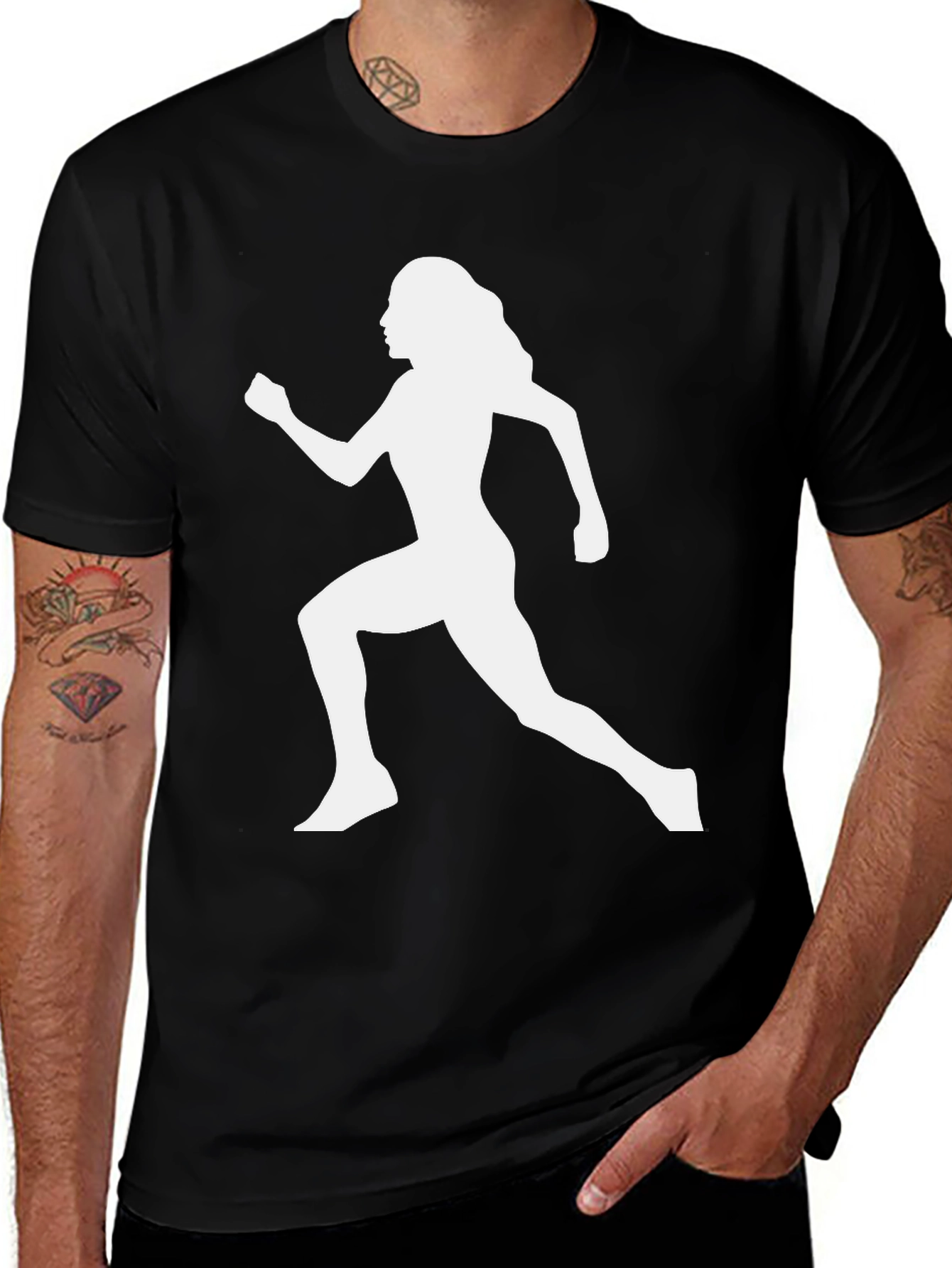 Variant 6 of Running Woman Graphic Tee - Black Casual Shirt