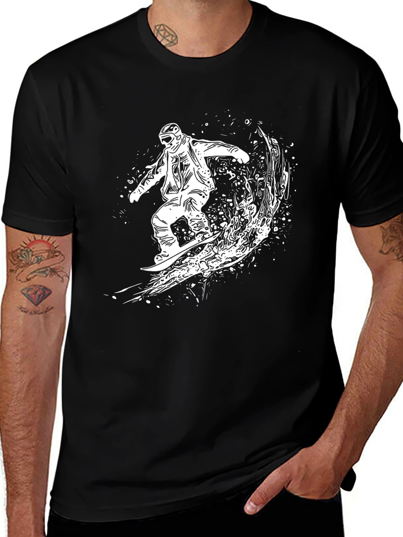 Variant 12 of Snowboarder Graphic Tee - Black
