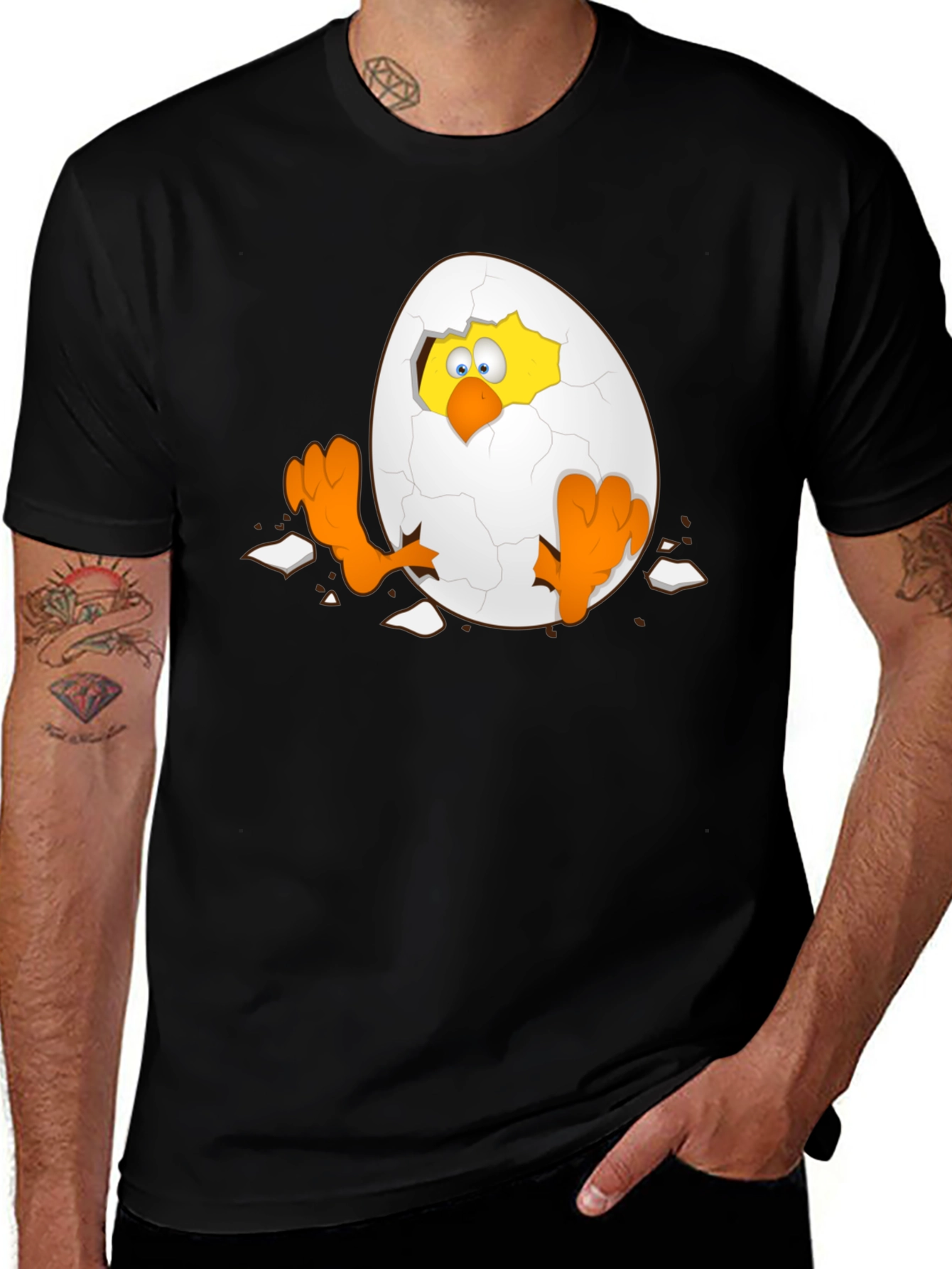 Variant 21 of Cracked Egg Chick Graphic Tee - Black