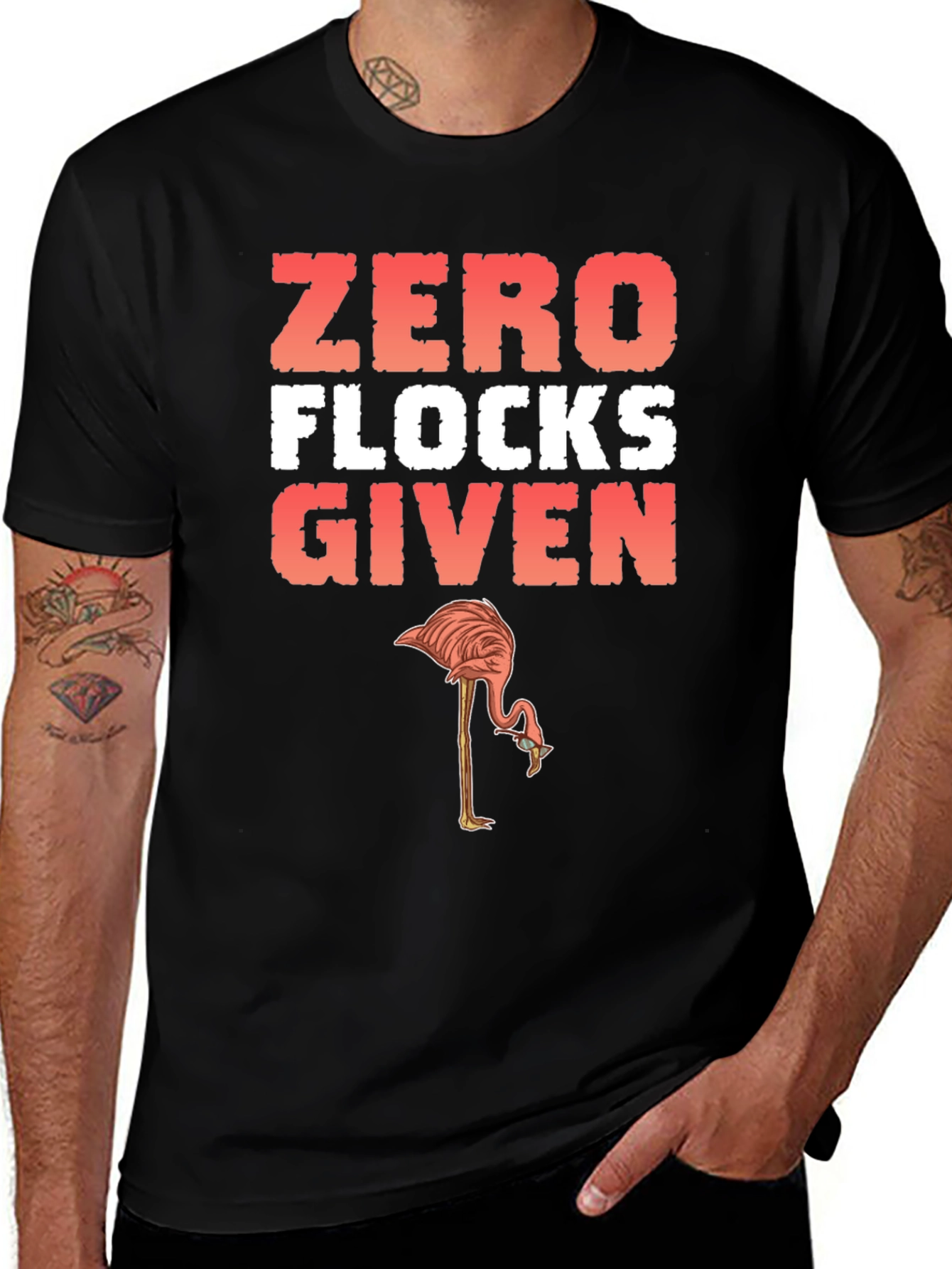 Variant 15 of Zero Flocks Given Flamingo Graphic Tee