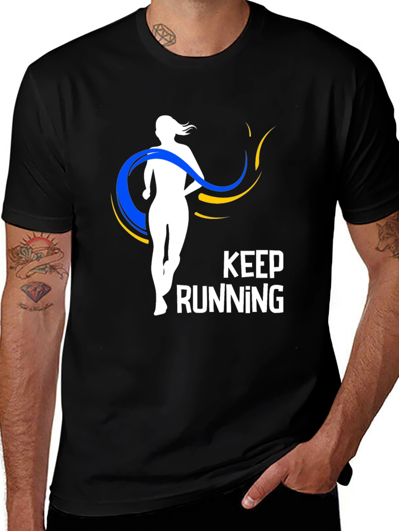 Variant 15 of Keep Running Graphic Tee - Black Unisex