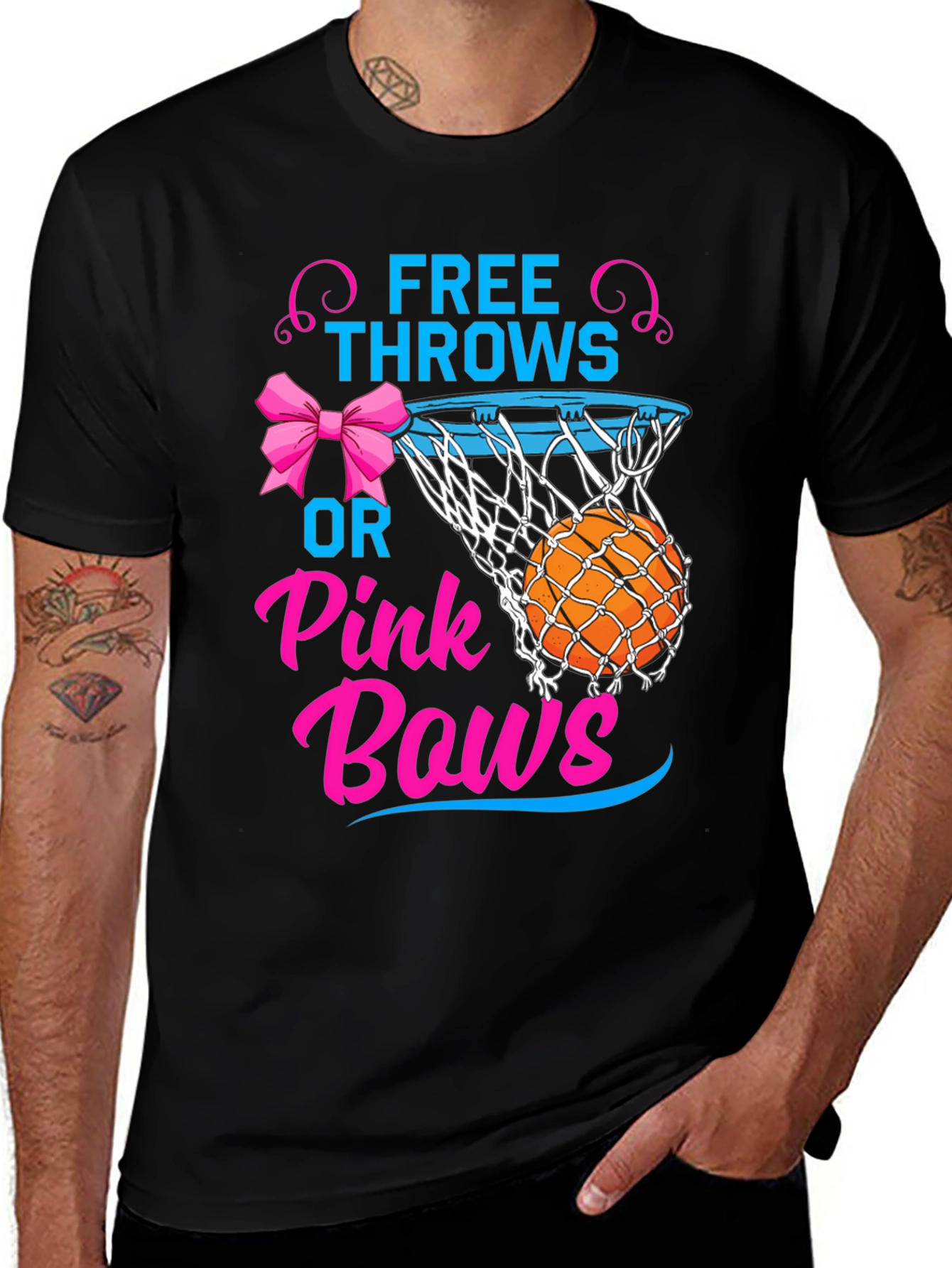 Variant 8 of Free Throws or Pink Bows Gender Reveal T-Shirt