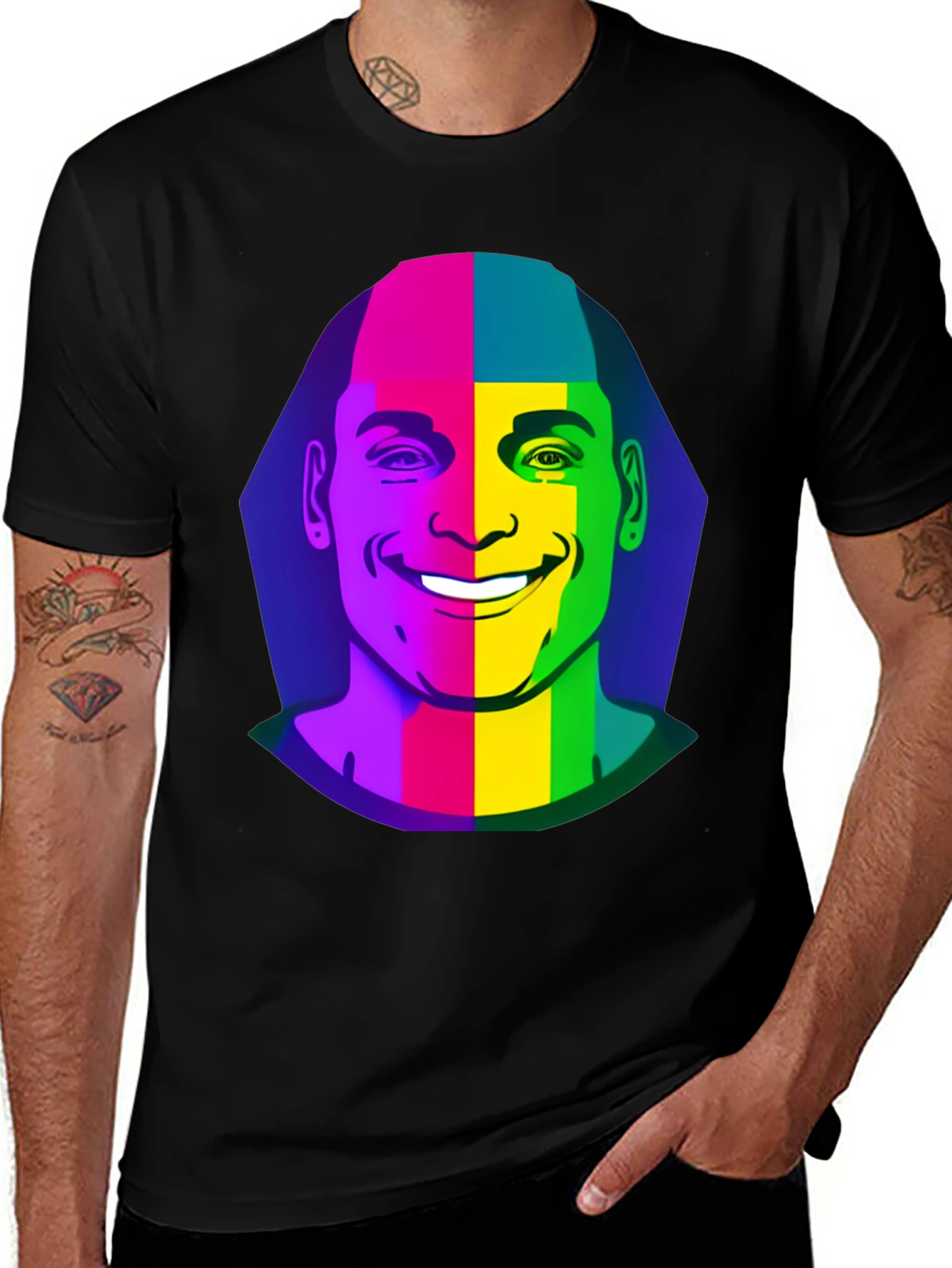 Variant 24 of Rainbow Face Graphic Black T-Shirt