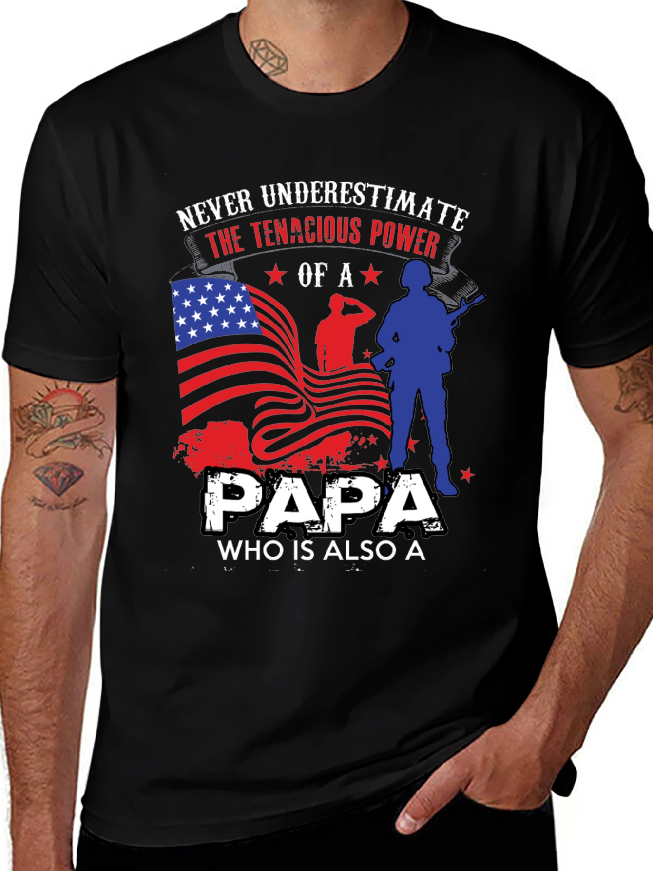 Variant 24 of Patriotic Papa T-Shirt: Never Underestimate the Power