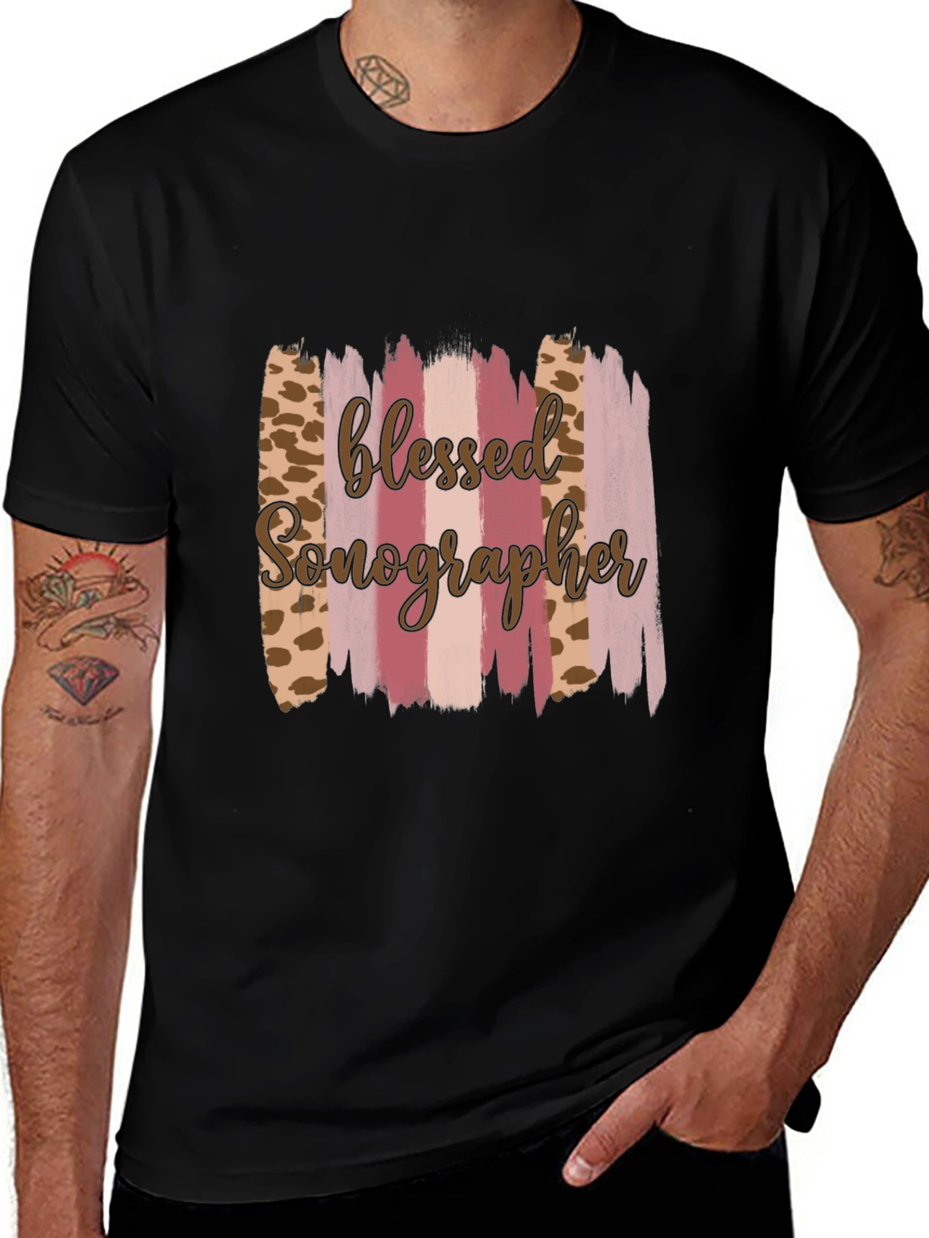 Variant 11 of Blessed Sonographer Leopard Brushstroke T-Shirt