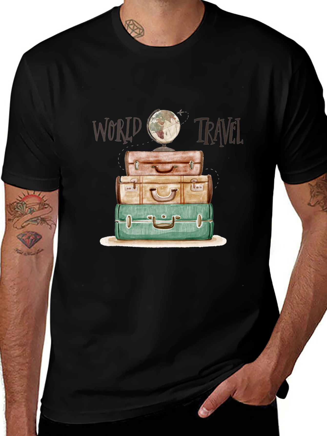 Variant 21 of World Travel Suitcase Stack T-Shirt