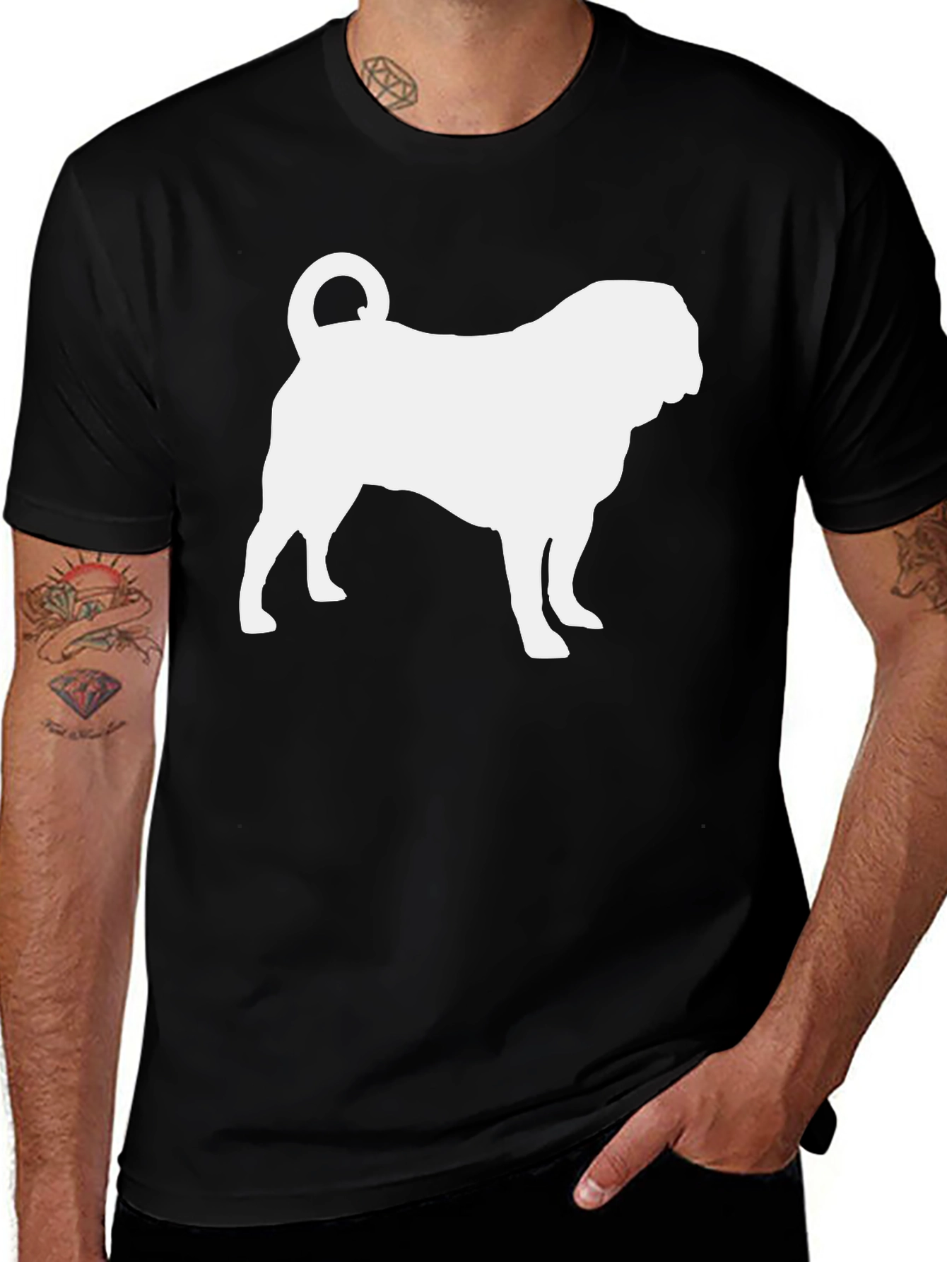 Variant 8 of Pug Silhouette Black T-Shirt