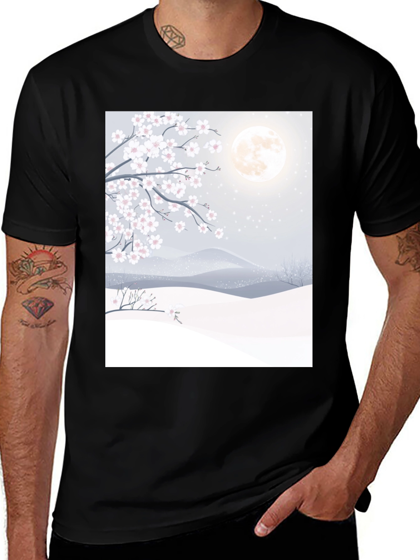 Variant 24 of Cherry Blossom Moon T-Shirt