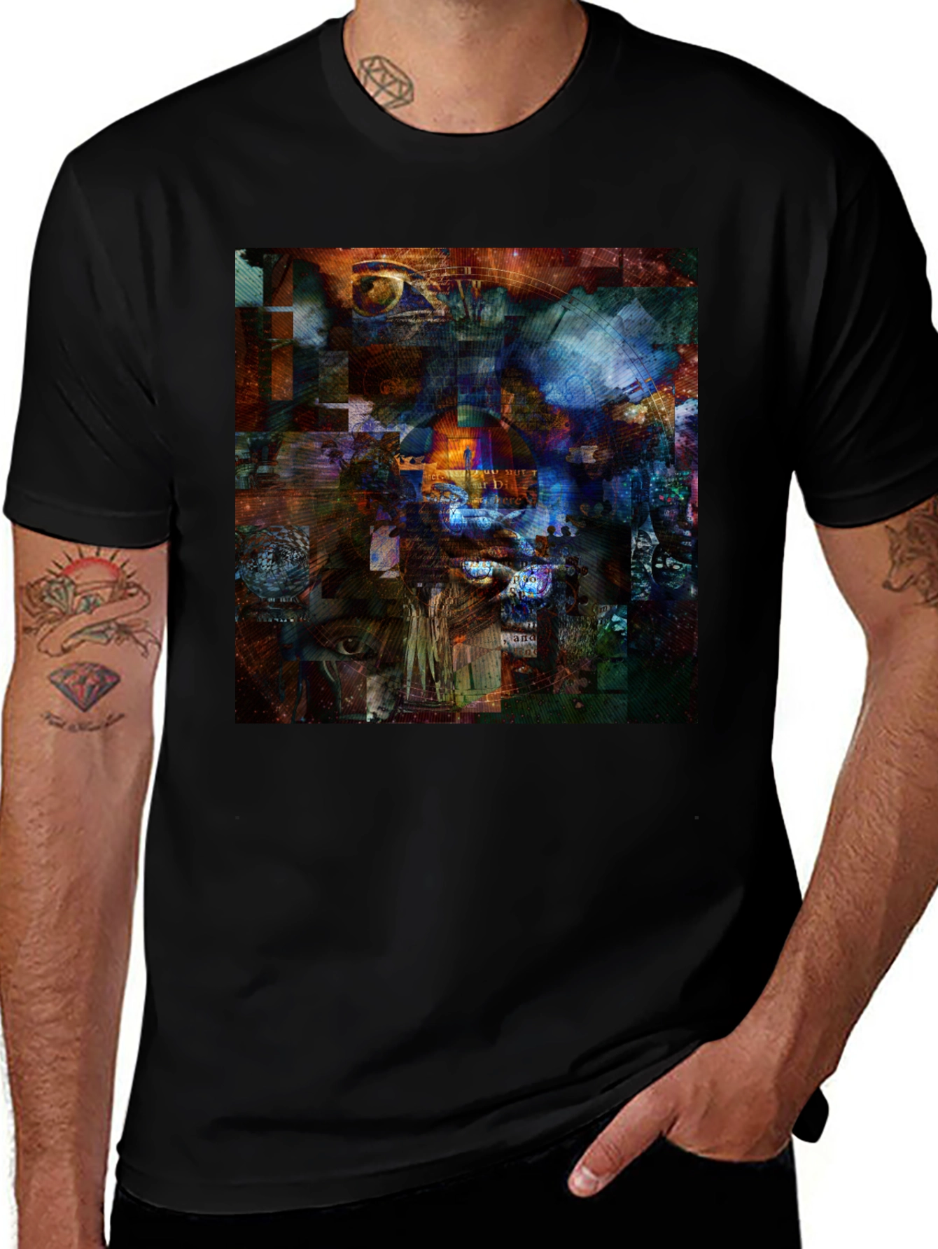 Variant 22 of Abstract Collage Art Print Black T-Shirt