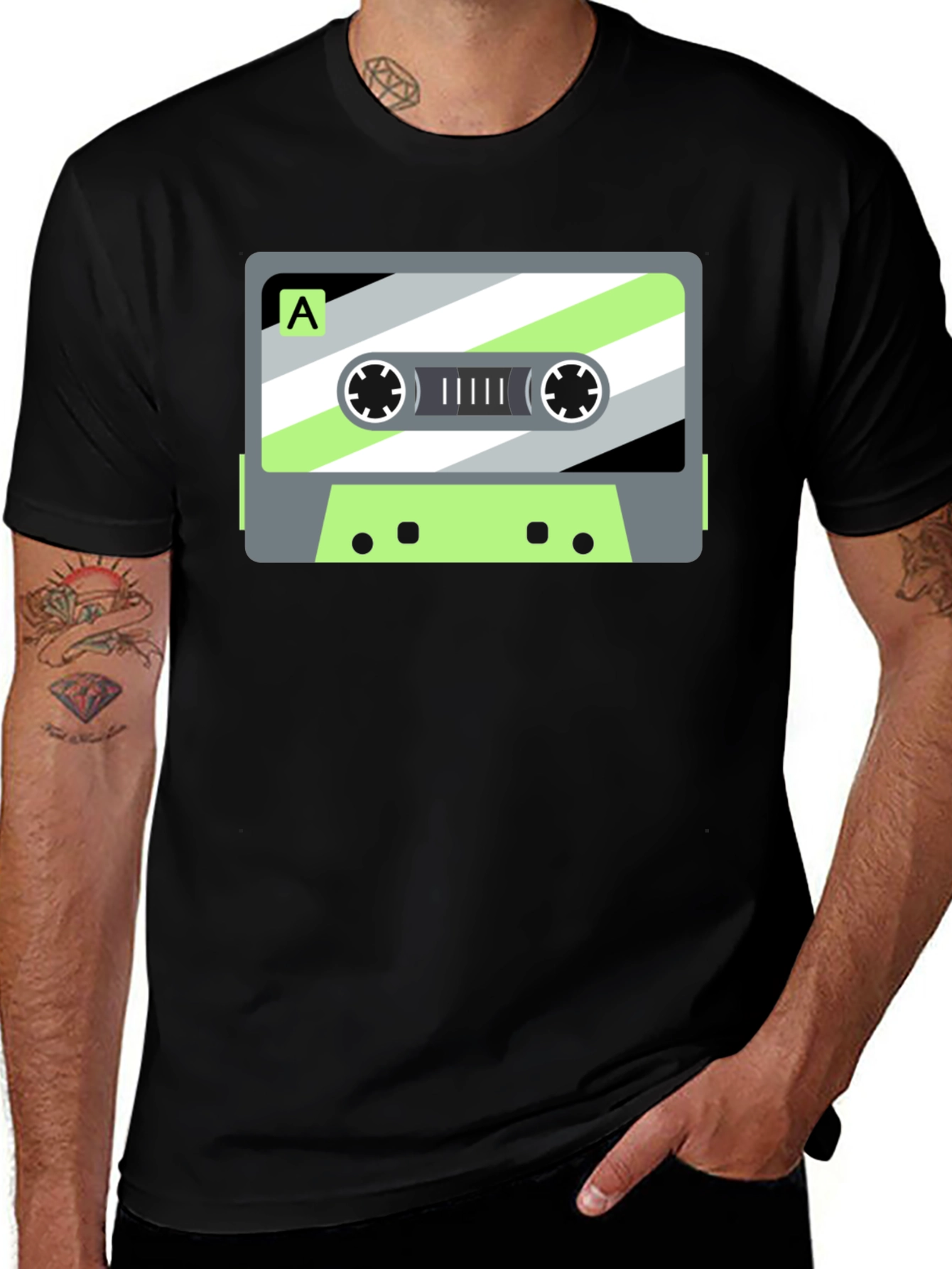 Variant 27 of Retro Cassette Tape Graphic Tee - Black