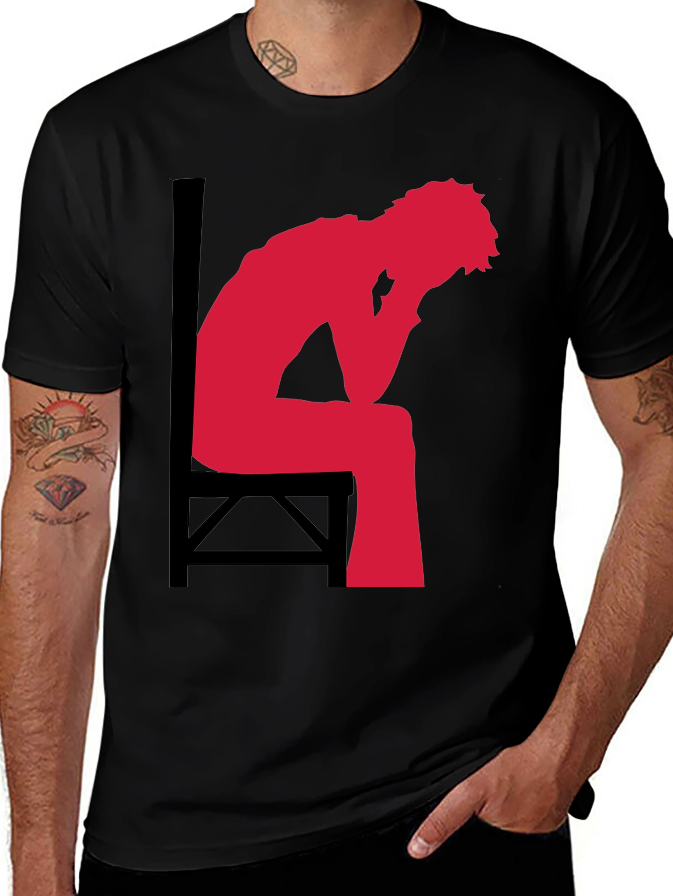 Variant 9 of The Thinker Graphic Tee - Black Cotton Blend