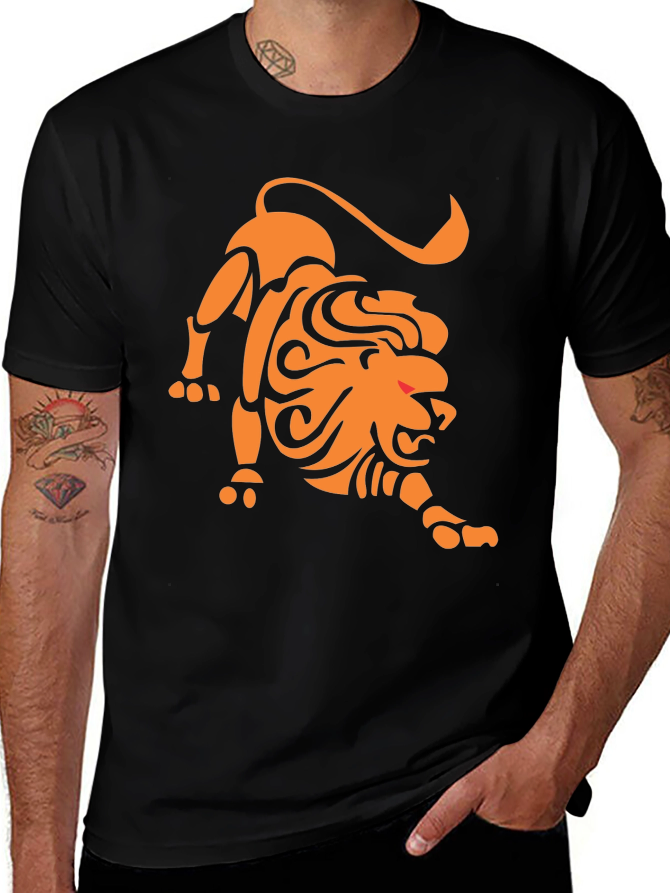 Variant 15 of Tribal Lion Graphic Tee - Black Casual Shirt