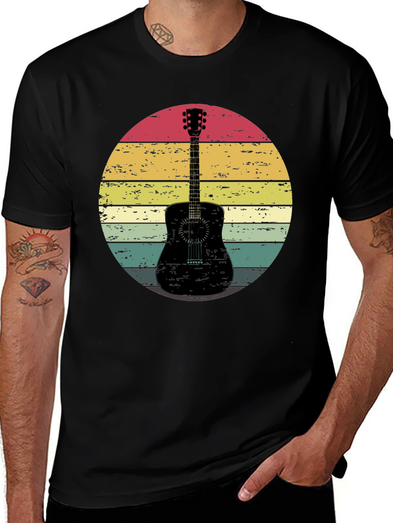 Variant 25 of Retro Guitar Sunset Graphic Tee