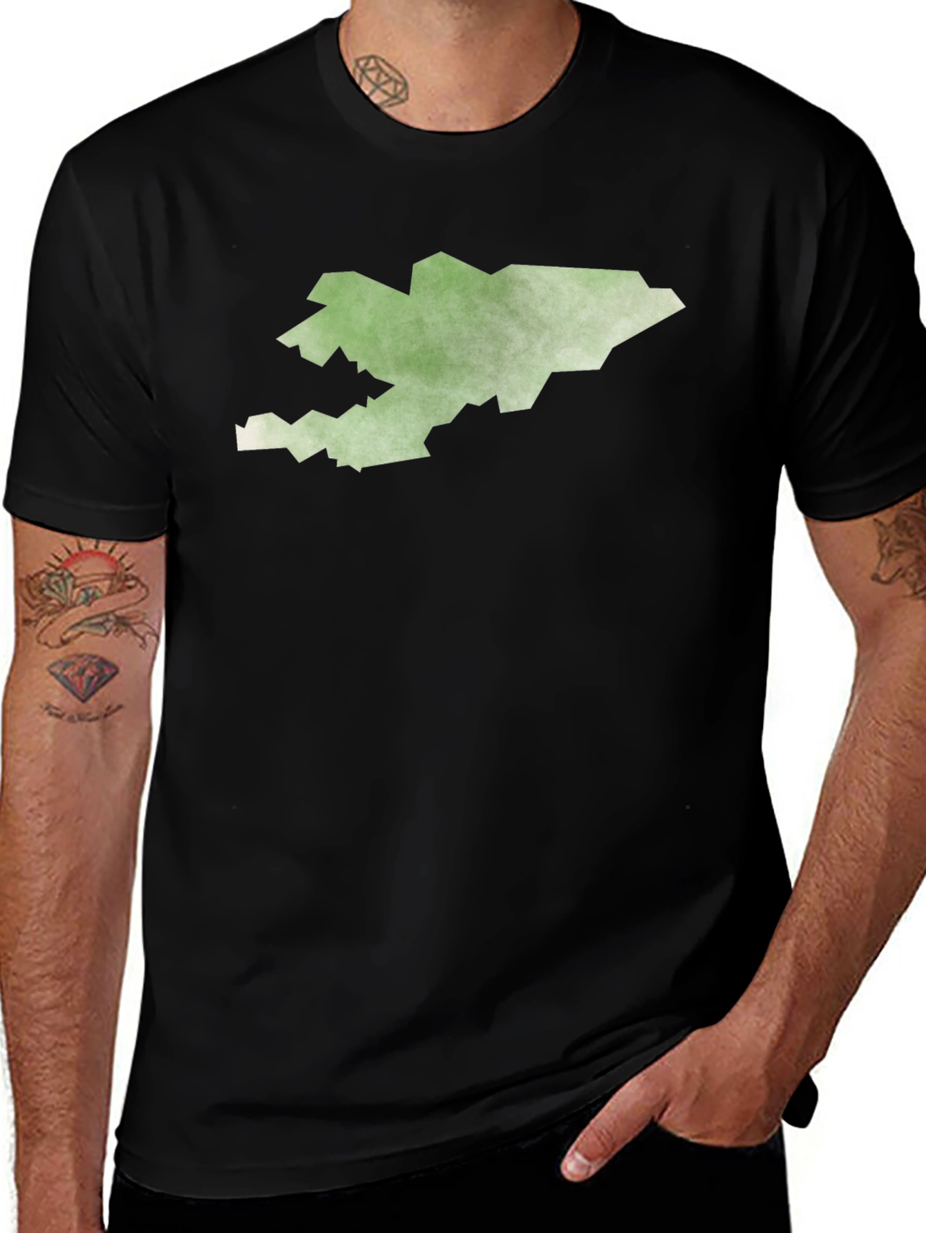 Variant 11 of Kyrgyzstan Map Graphic Tee - Black Cotton T-Shirt