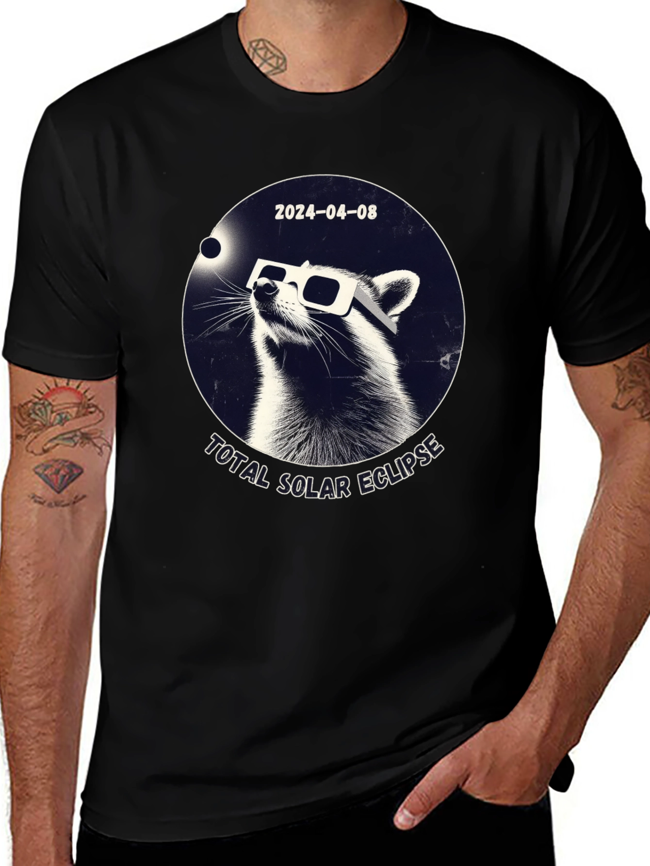 Variant 21 of Total Solar Eclipse Raccoon T-Shirt - April 8, 2024