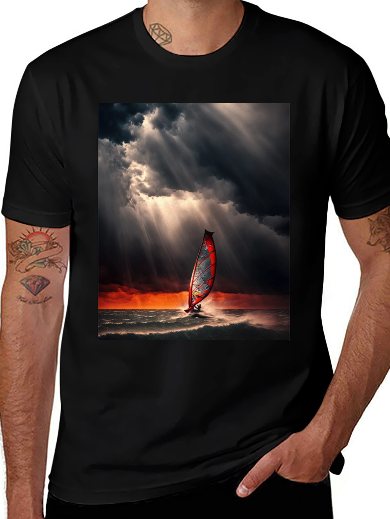 Variant 8 of Stormy Seas Windsurfer Graphic Tee