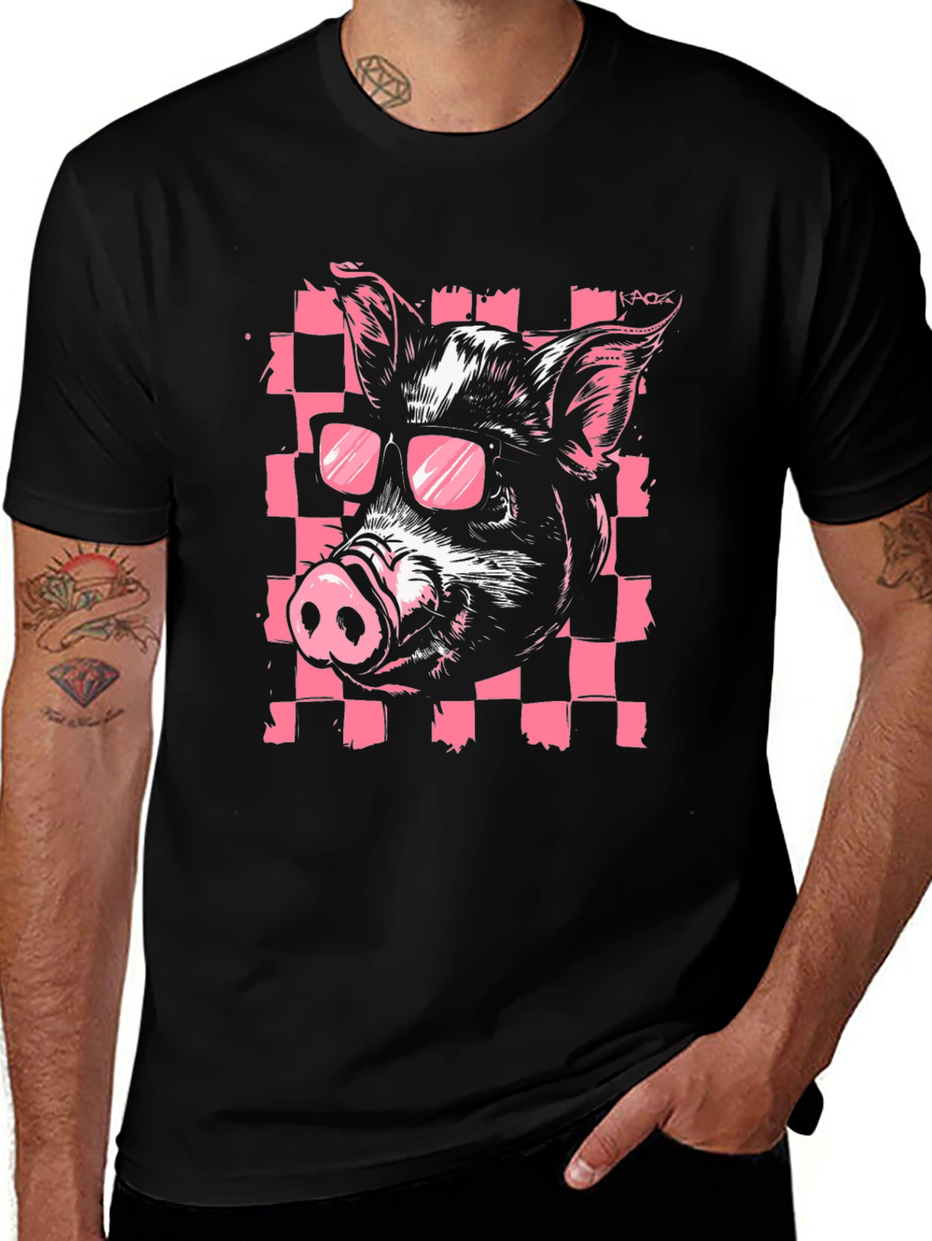 Variant 15 of Cool Pig Graphic Print Black T-Shirt