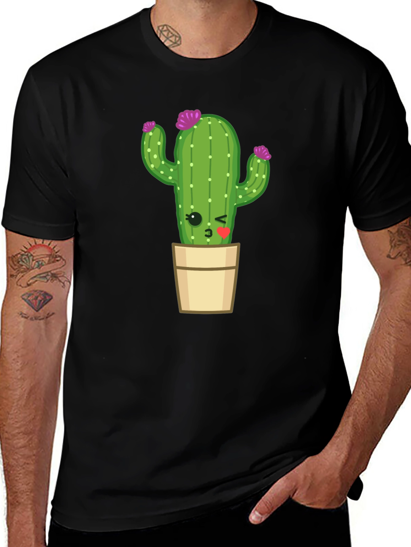 Variant 24 of Cute Cactus Plant T-Shirt - Black