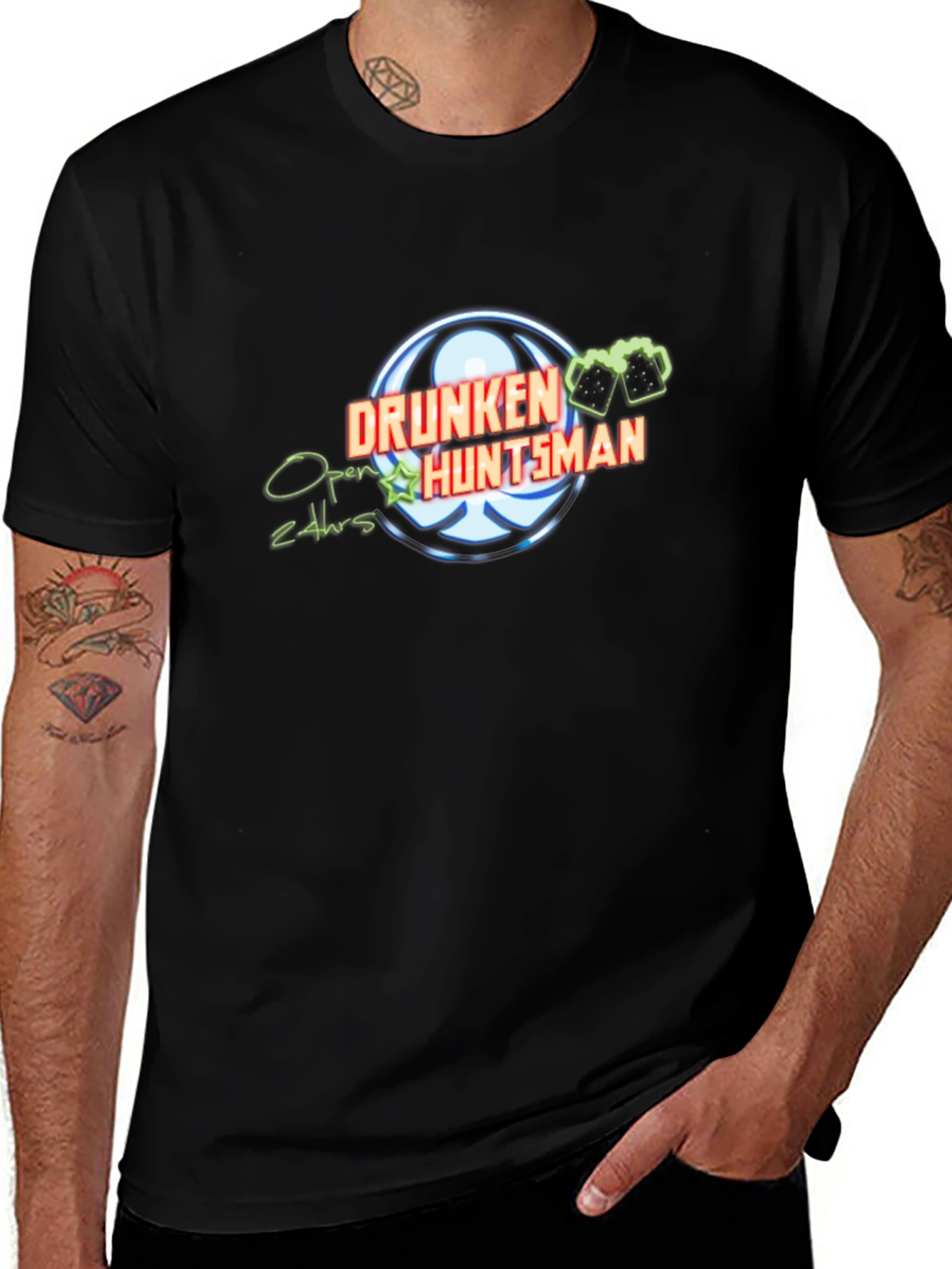 Variant 5 of Drunken Huntsman Black T-Shirt - Open 24hrs
