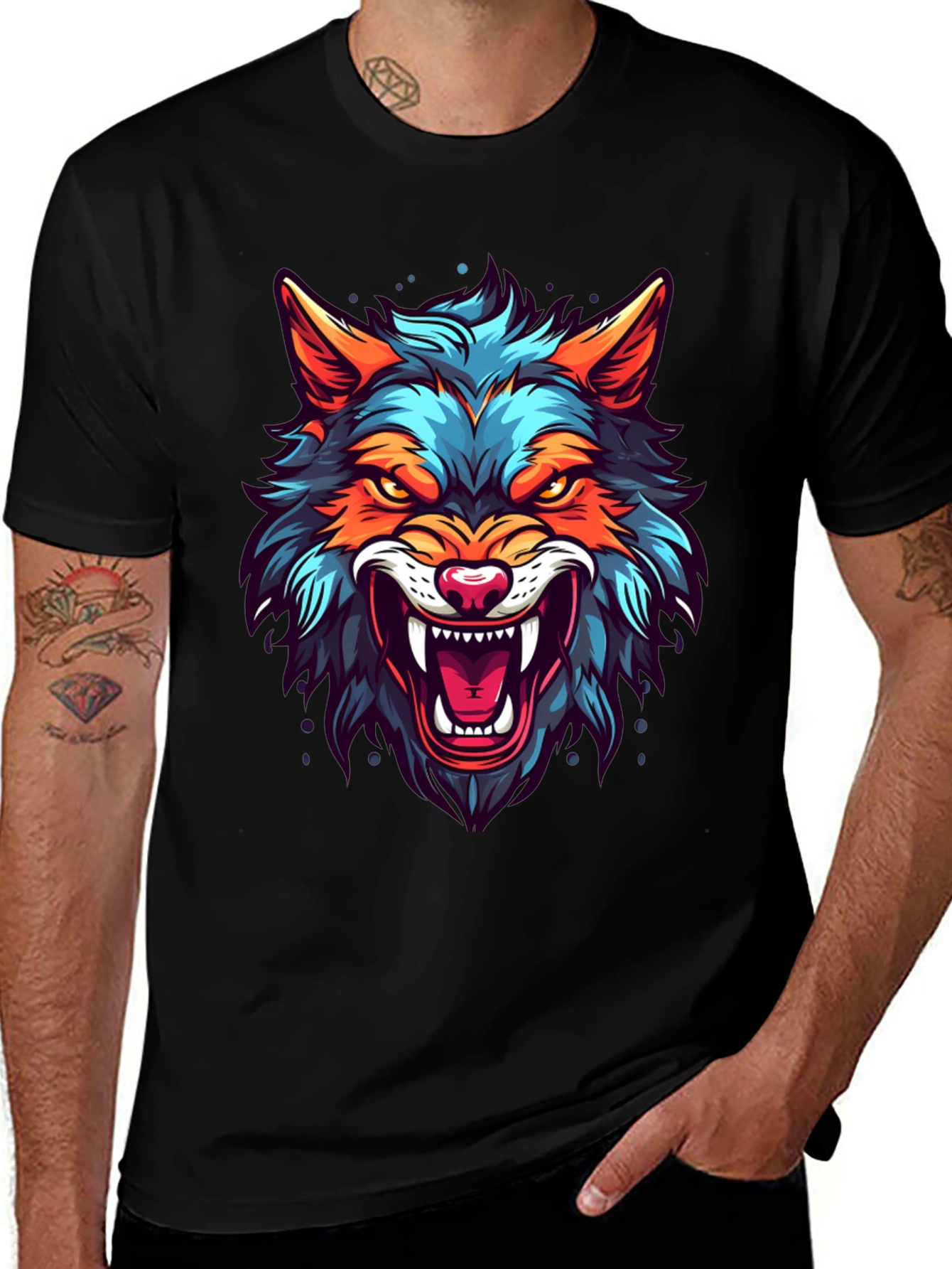 Variant 2 of Cool Wolf Graphic Black T-Shirt
