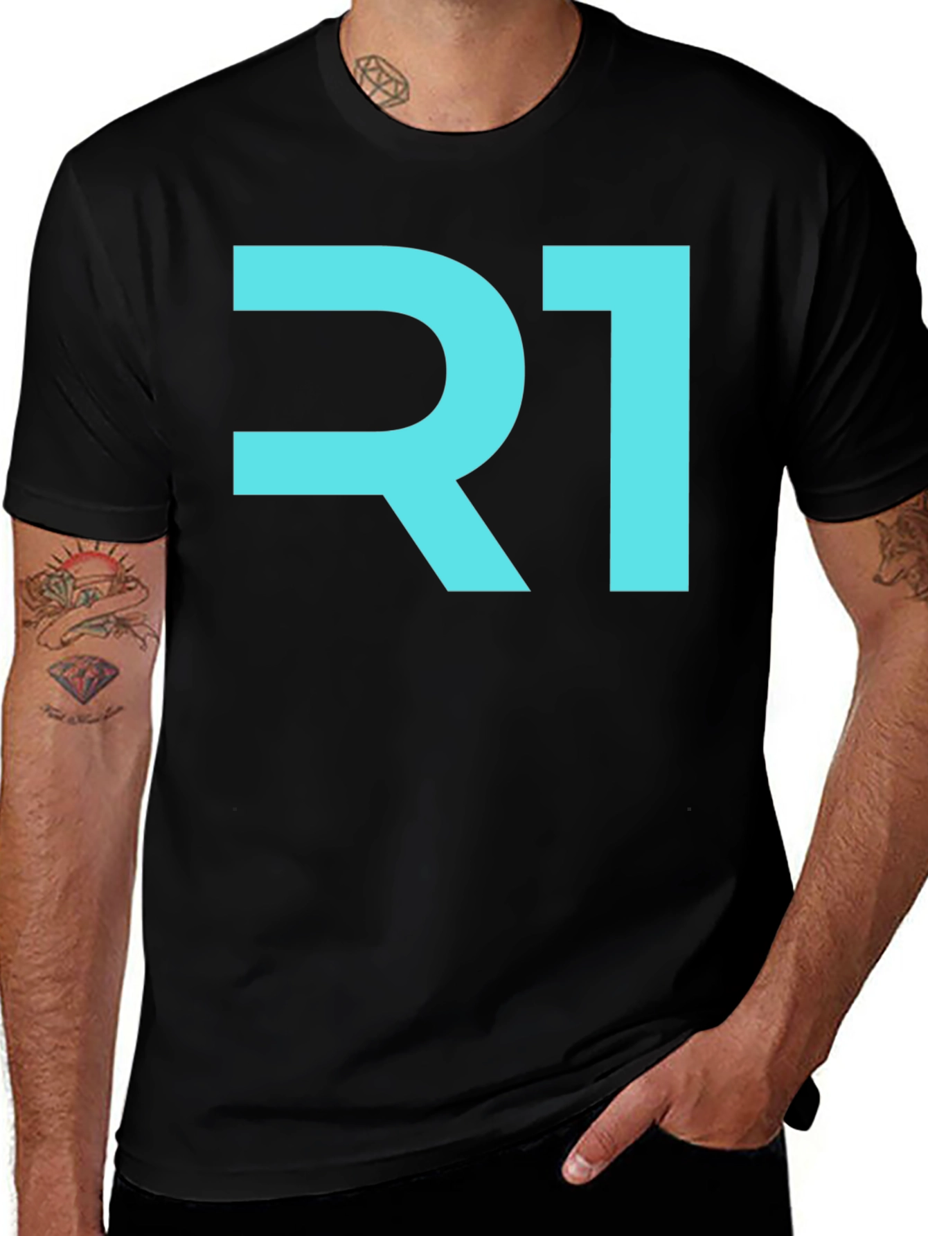 Variant 4 of R1 Graphic T-Shirt - Black, Modern Design